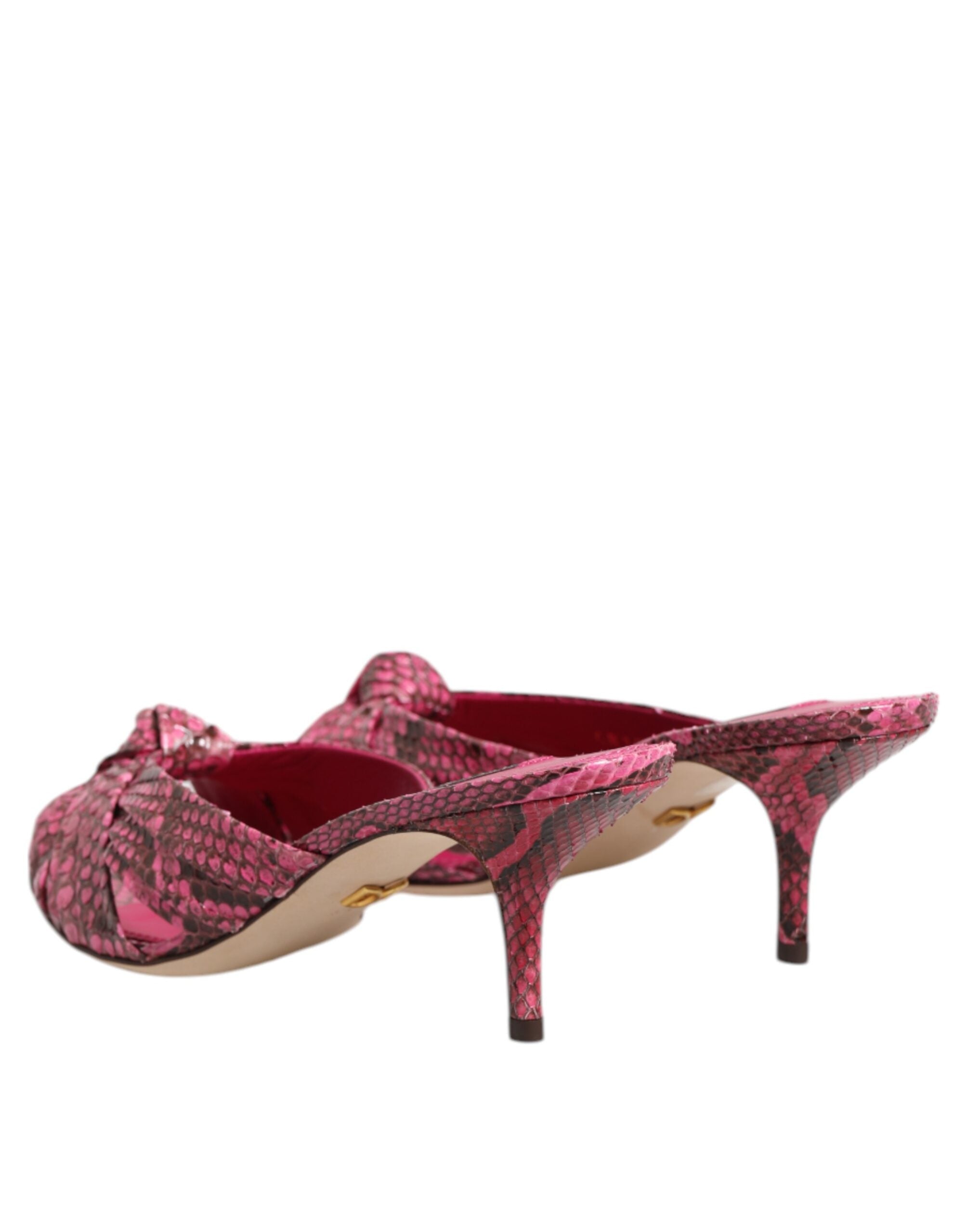 Dolce & Gabbana Pink Leather Heels Slides Sandals Shoes Dolce & Gabbana