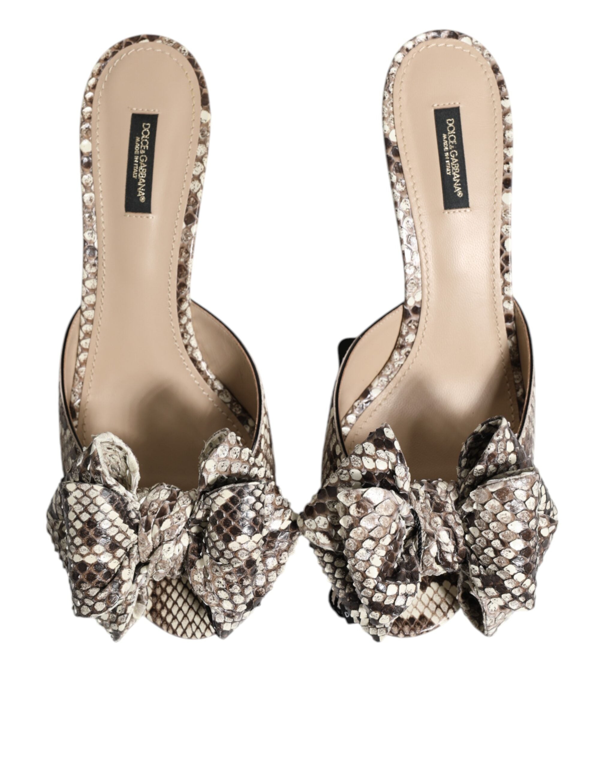 Dolce & Gabbana Multicolor Keira Bow Leather Peep Toe Mules Shoes Dolce & Gabbana