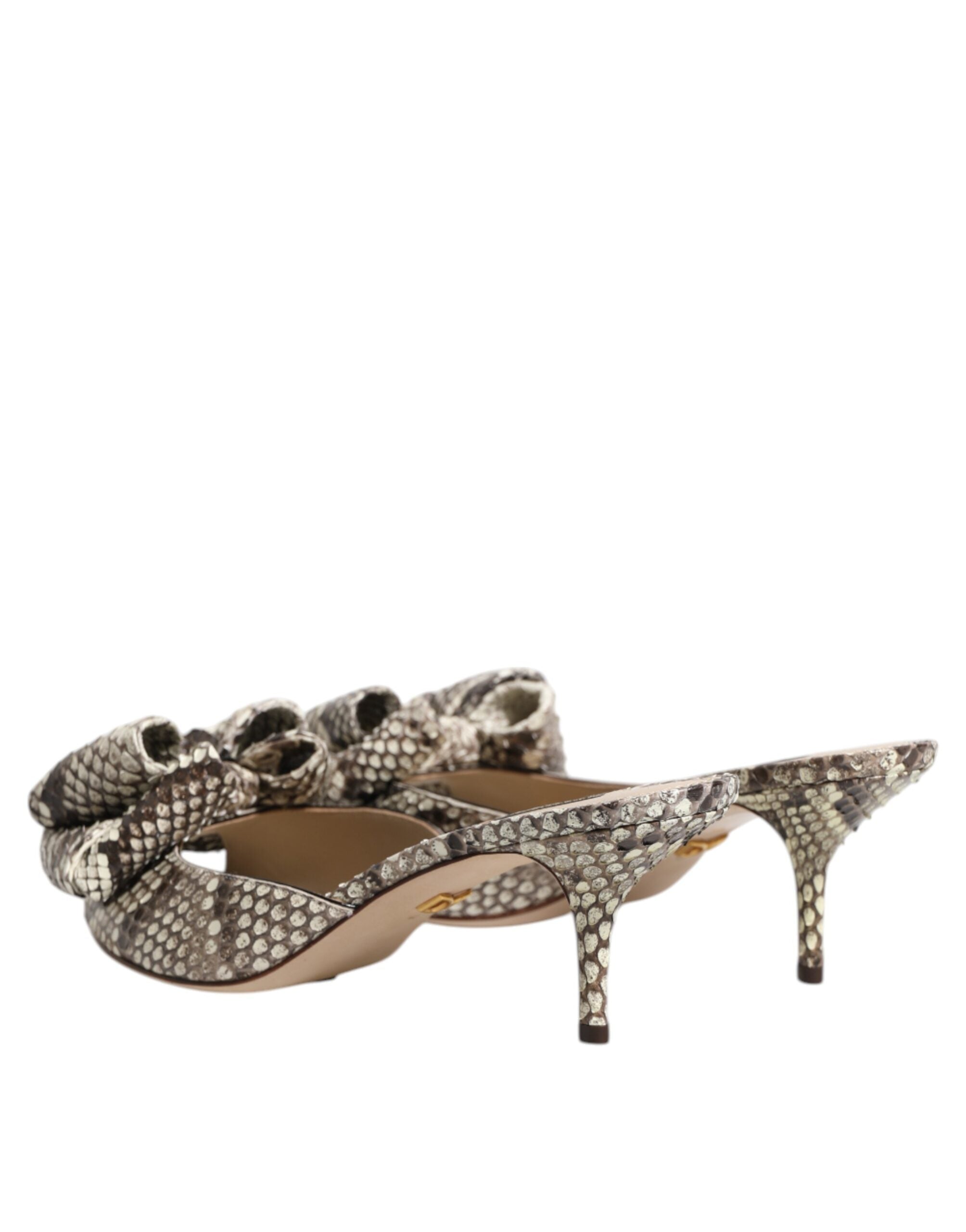 Dolce & Gabbana Multicolor Keira Bow Leather Peep Toe Mules Shoes Dolce & Gabbana