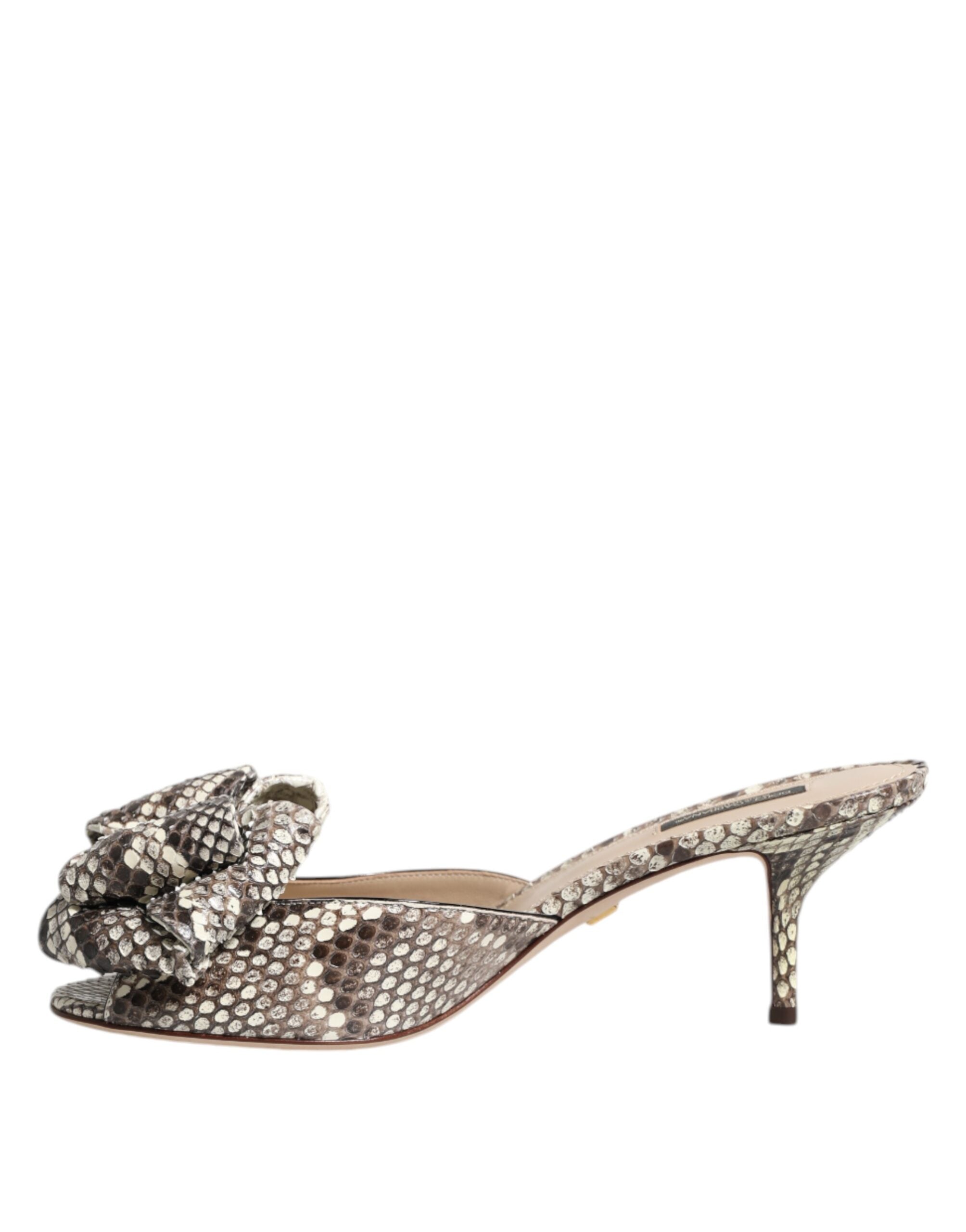 Dolce & Gabbana Multicolor Keira Bow Leather Peep Toe Mules Shoes Dolce & Gabbana