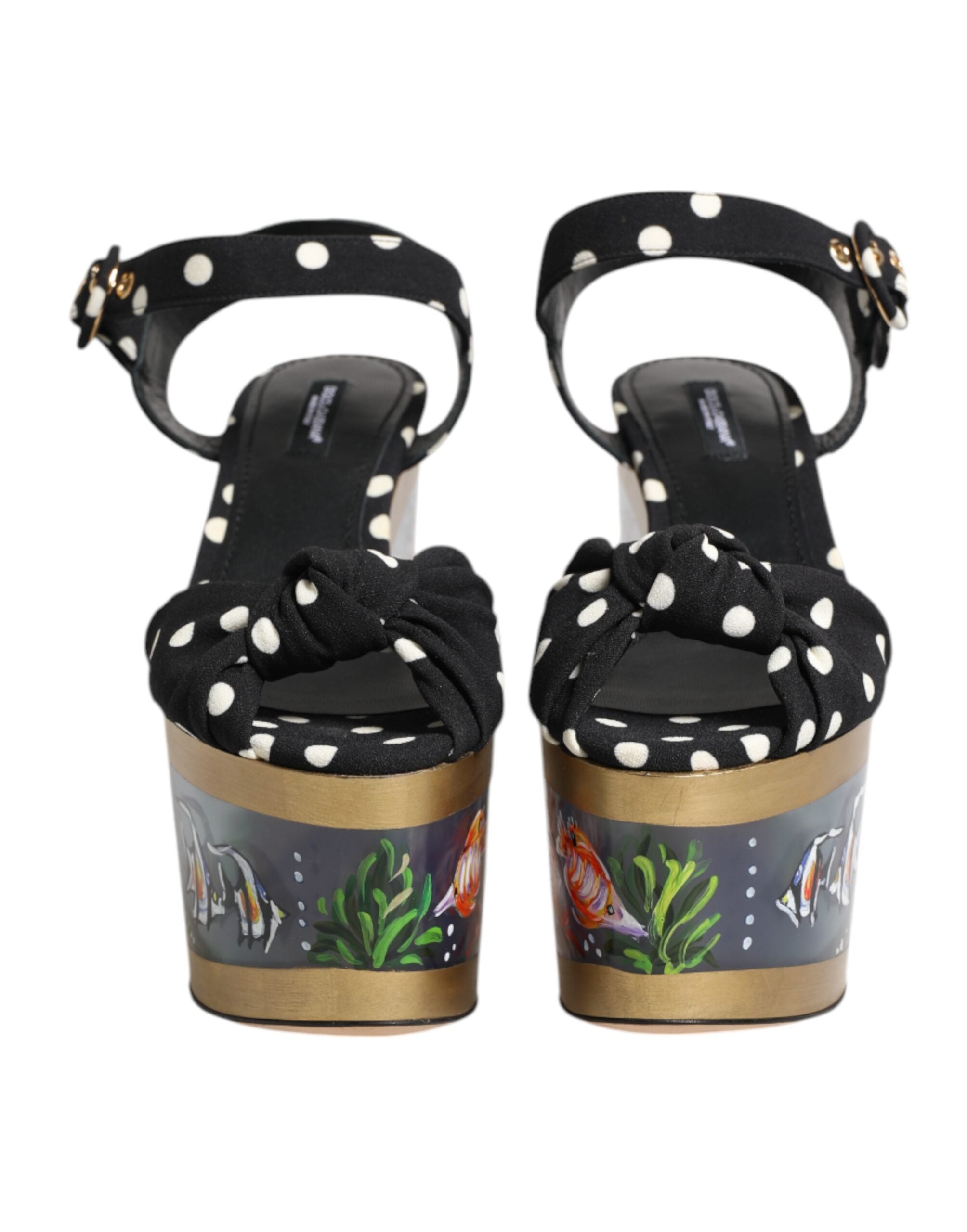 Dolce & Gabbana Multicolor Fish Polka Dot Wedge Sandals Shoes Dolce & Gabbana