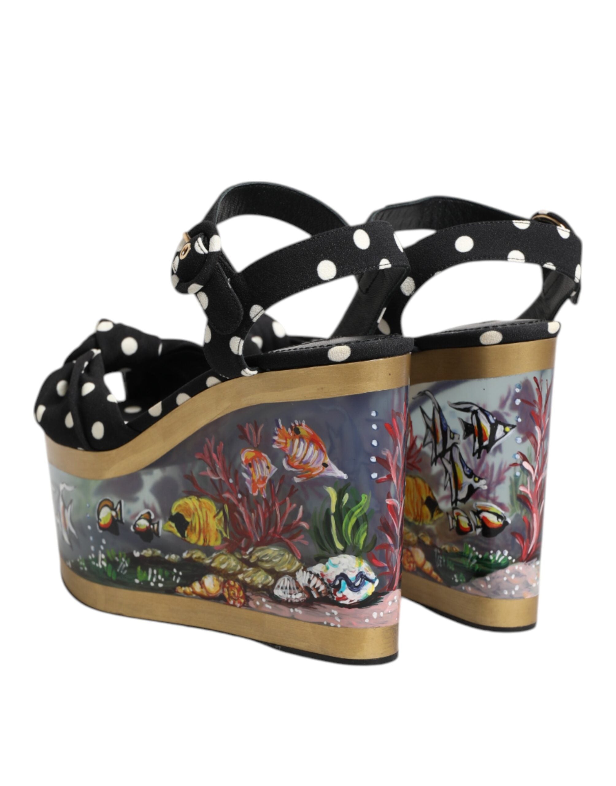 Dolce & Gabbana Multicolor Fish Polka Dot Wedge Sandals Shoes Dolce & Gabbana