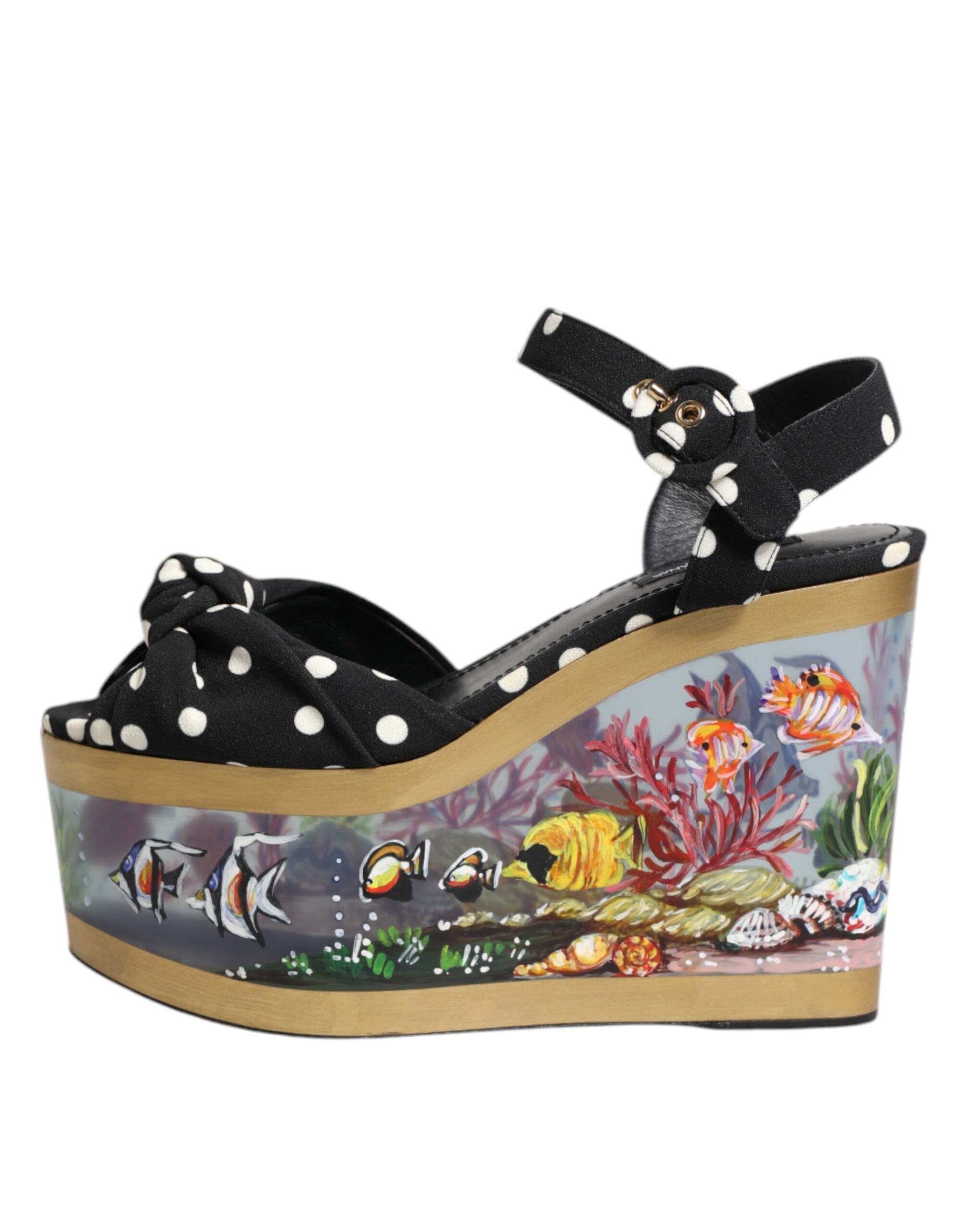 Dolce & Gabbana Multicolor Fish Polka Dot Wedge Sandals Shoes Dolce & Gabbana
