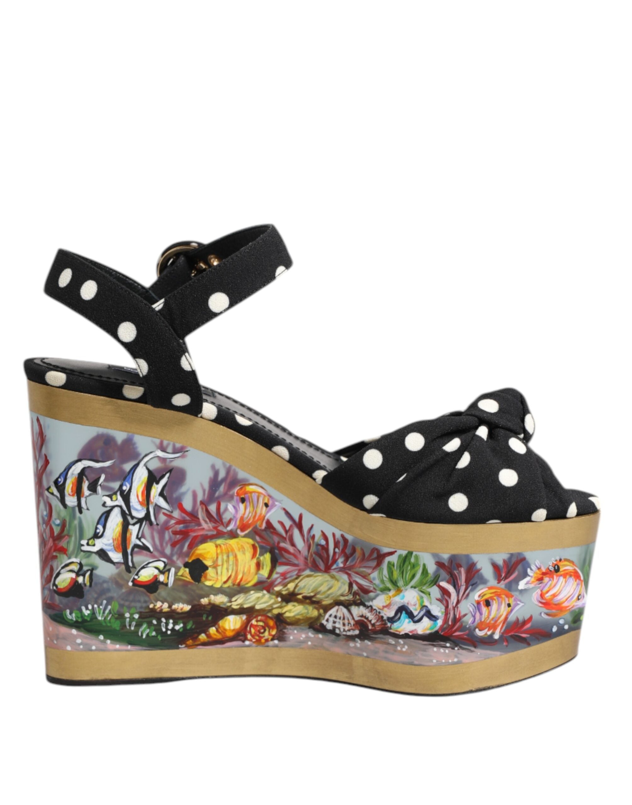 Dolce & Gabbana Multicolor Fish Polka Dot Wedge Sandals Shoes Dolce & Gabbana