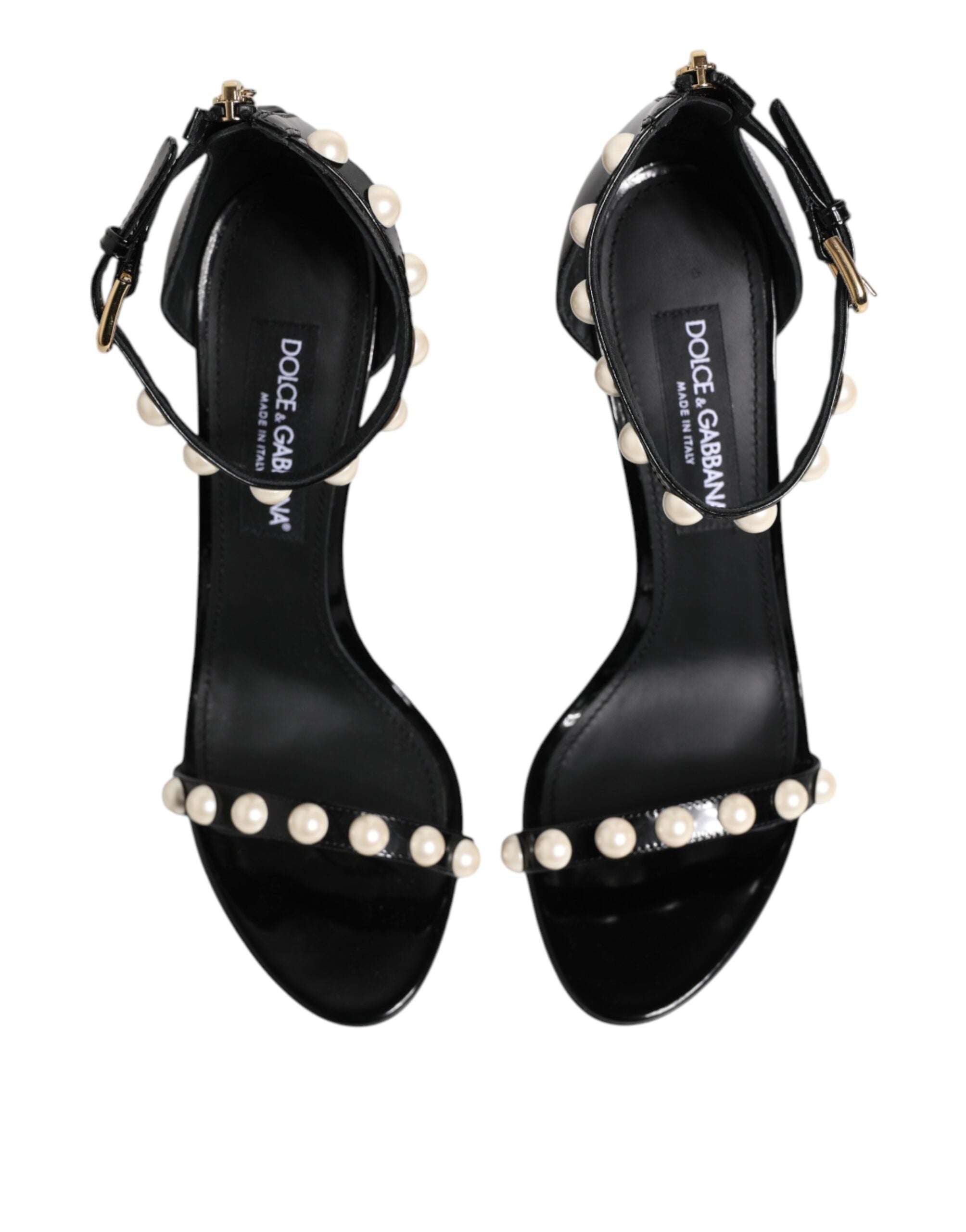Dolce & Gabbana Black KEIRA Pearl Embellished Sandals Shoes Dolce & Gabbana