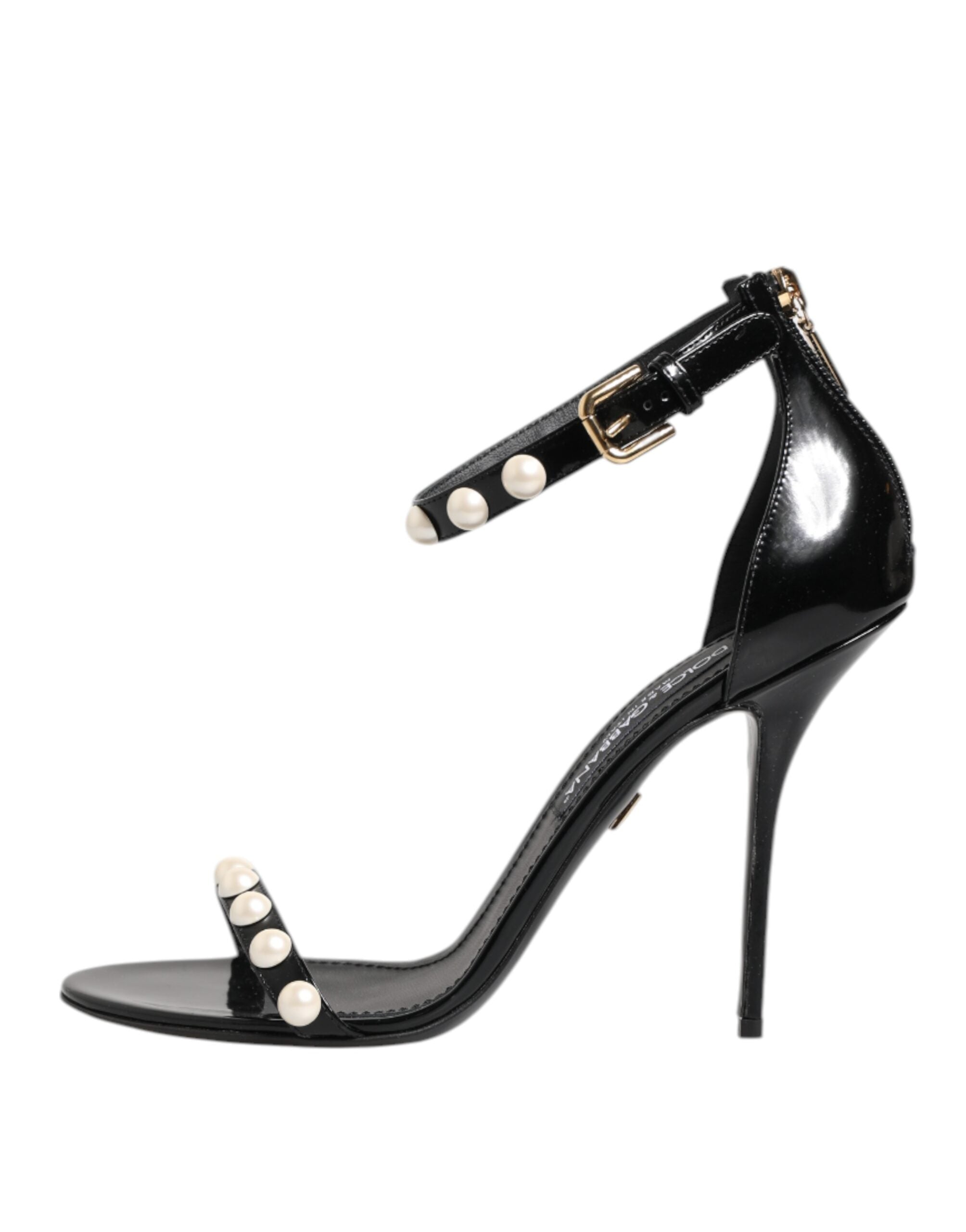 Dolce & Gabbana Black KEIRA Pearl Embellished Sandals Shoes Dolce & Gabbana