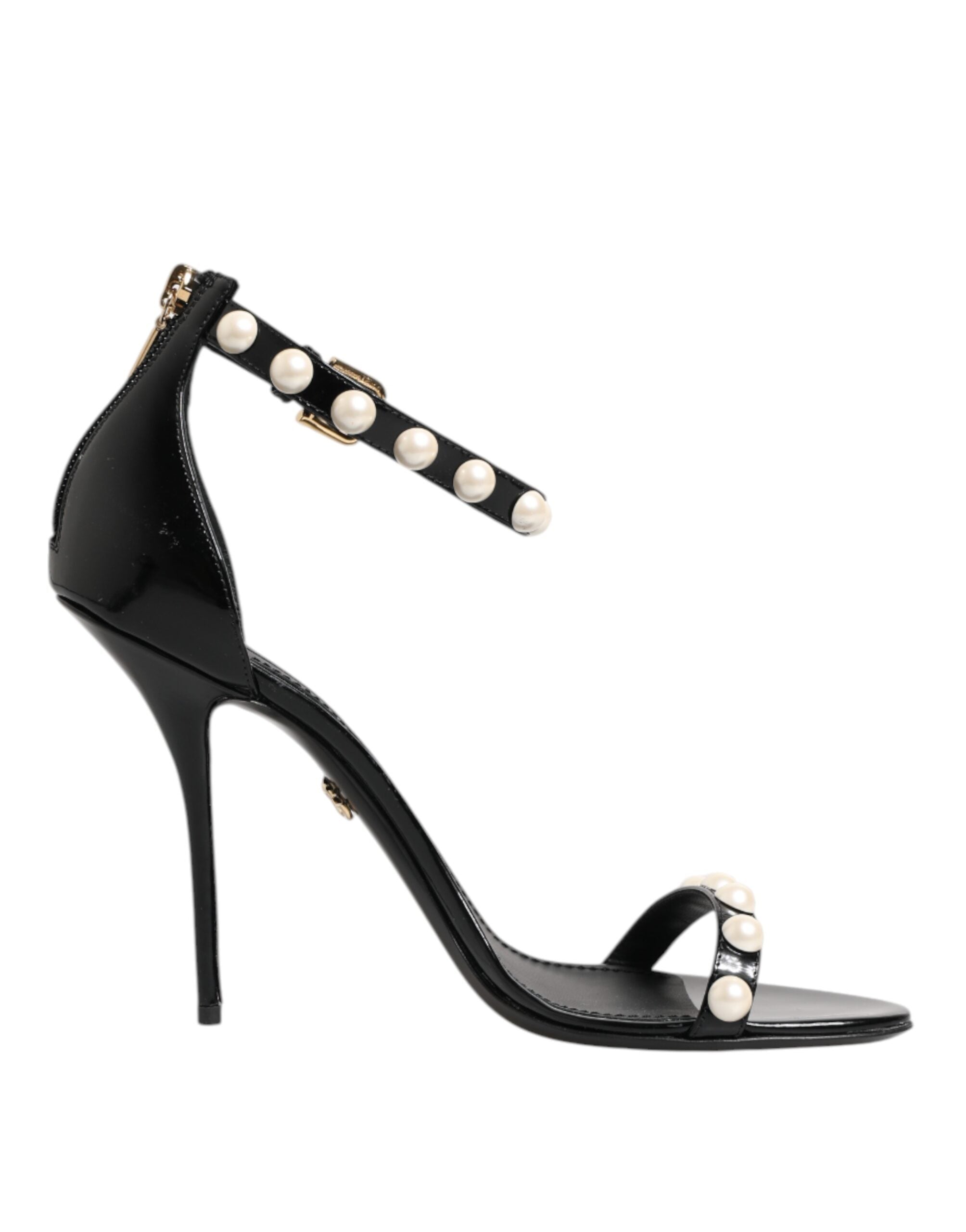 Dolce & Gabbana Black KEIRA Pearl Embellished Sandals Shoes Dolce & Gabbana