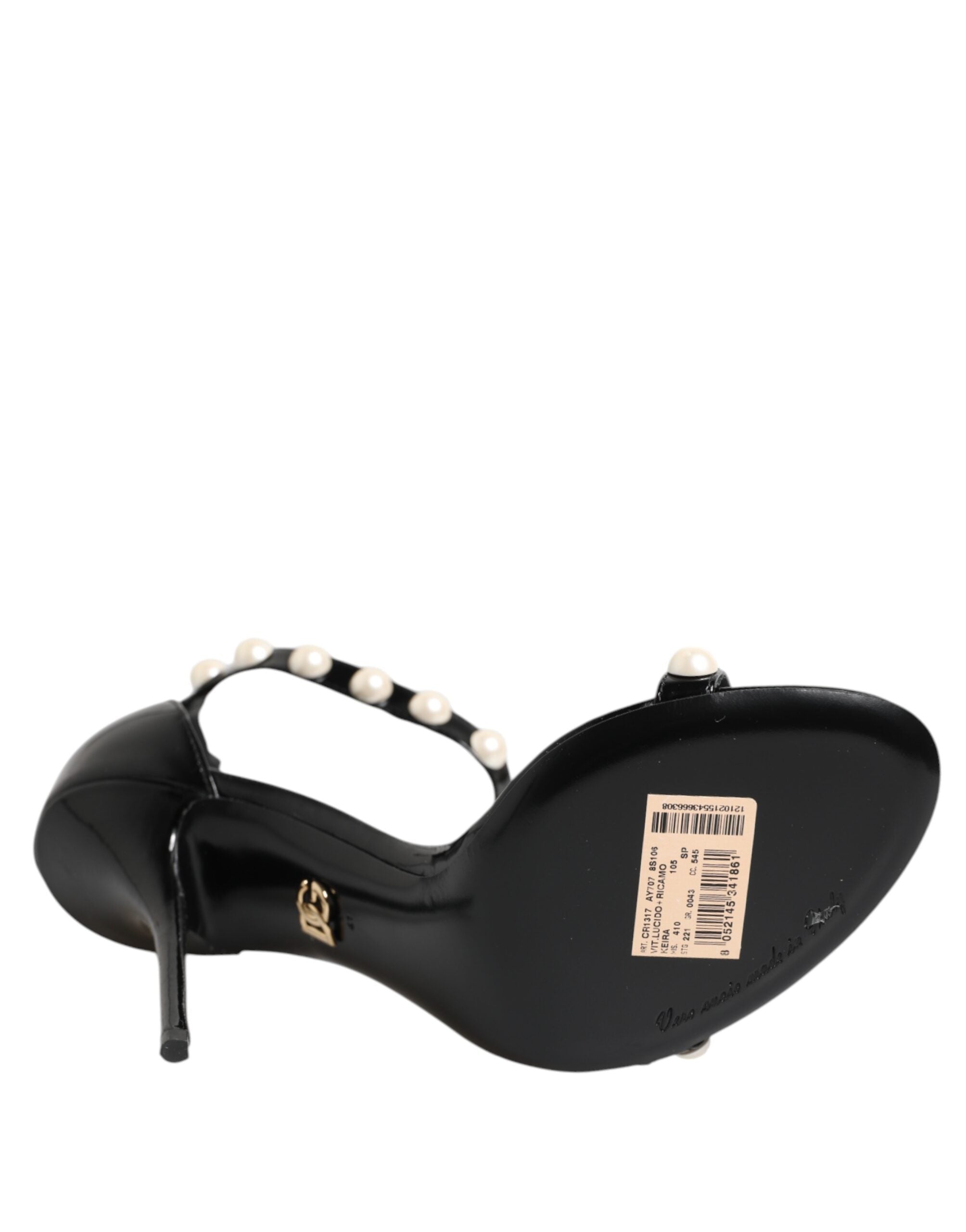Dolce & Gabbana Black KEIRA Pearl Embellished Sandals Shoes Dolce & Gabbana