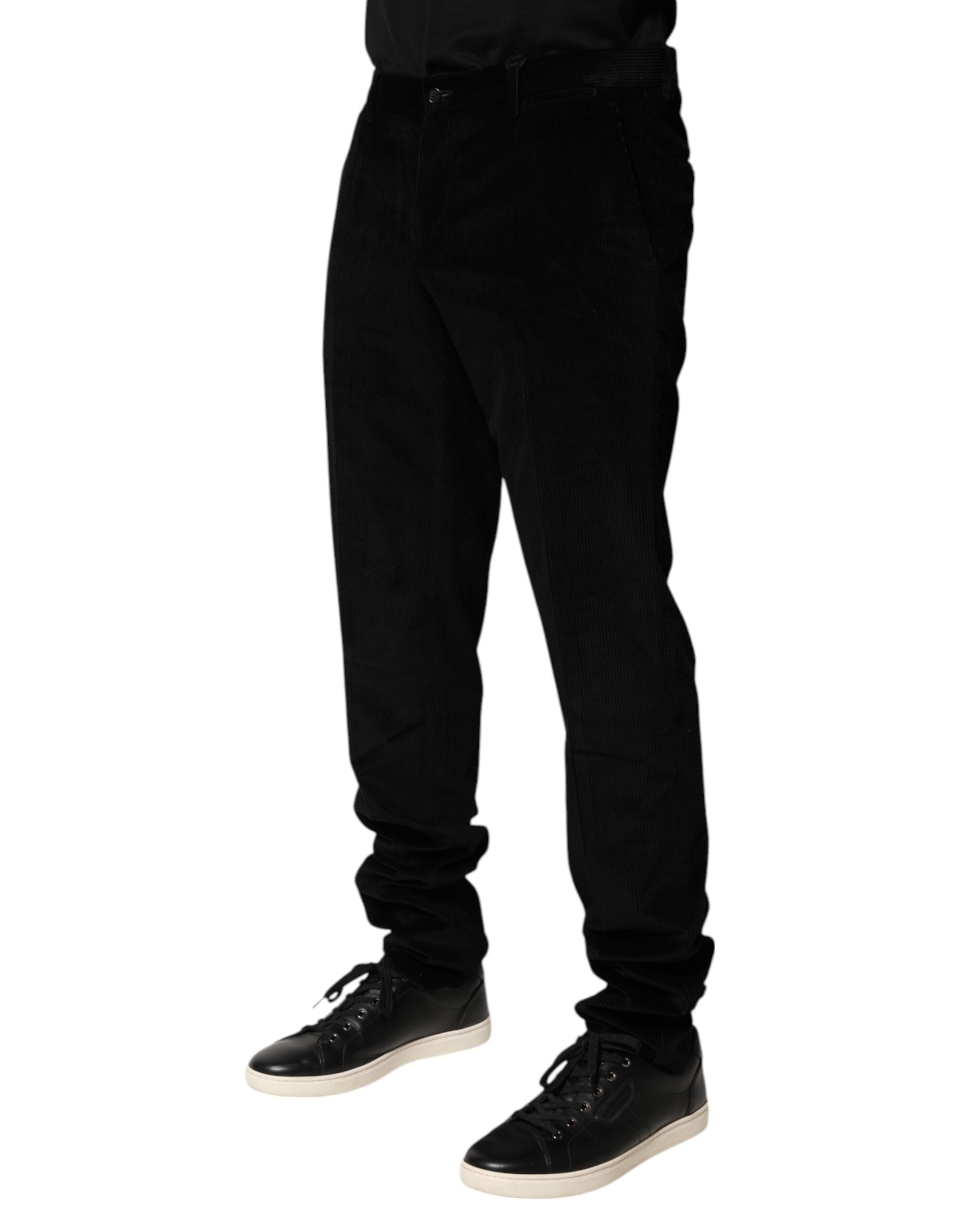 Dolce & Gabbana Black Cotton Men Dress Formal Trouser Pants Dolce & Gabbana