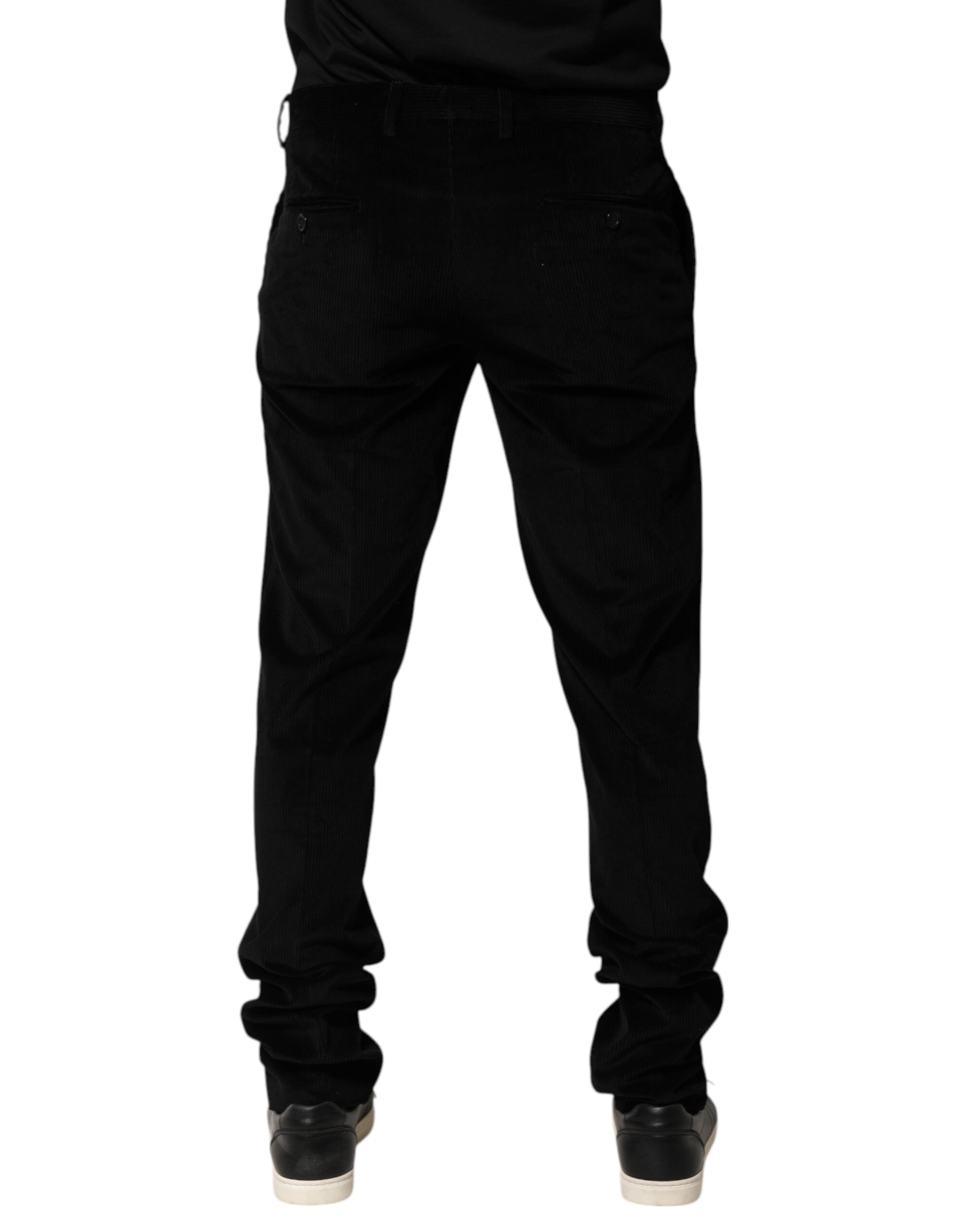 Dolce & Gabbana Black Cotton Men Dress Formal Trouser Pants Dolce & Gabbana