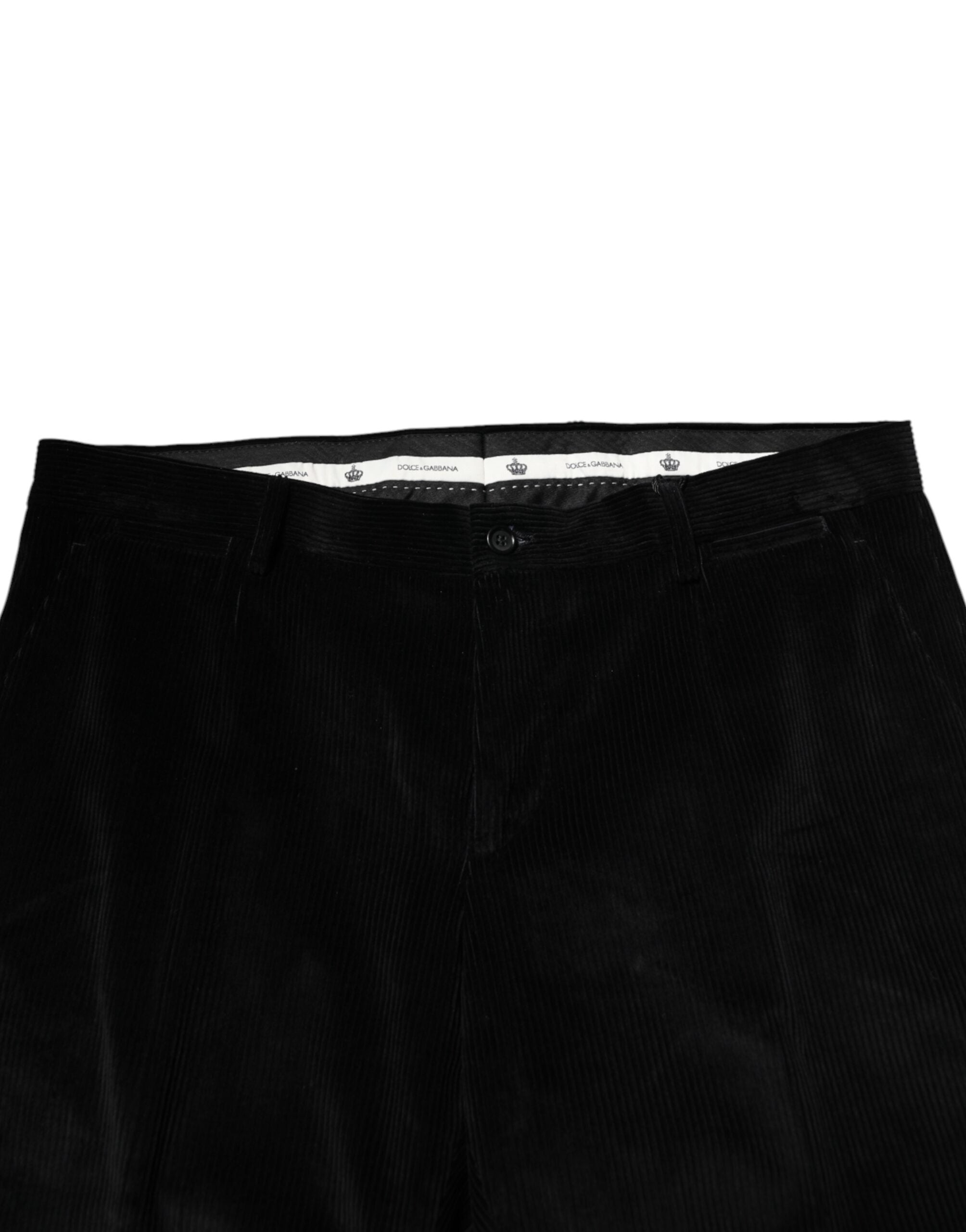Dolce & Gabbana Black Cotton Men Dress Formal Trouser Pants Dolce & Gabbana