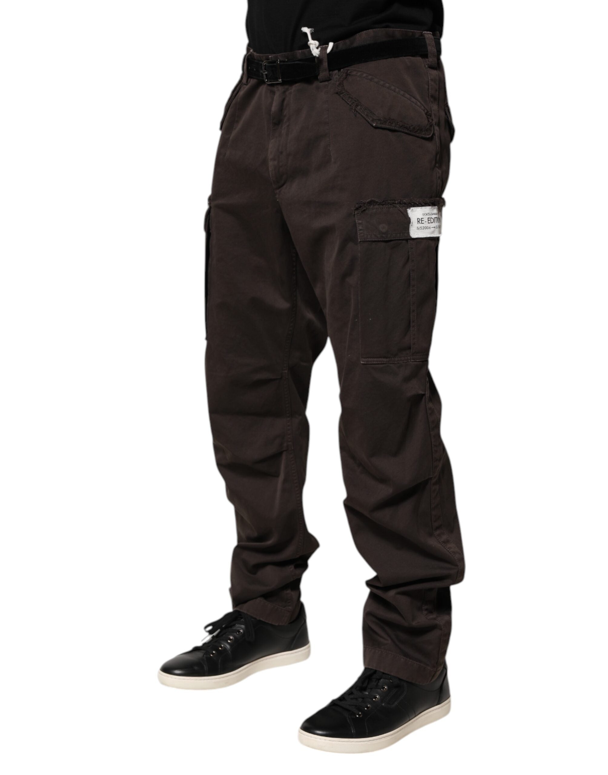 Dolce & Gabbana Brown Cotton Stretch Cargo Men Trouser Pants Dolce & Gabbana