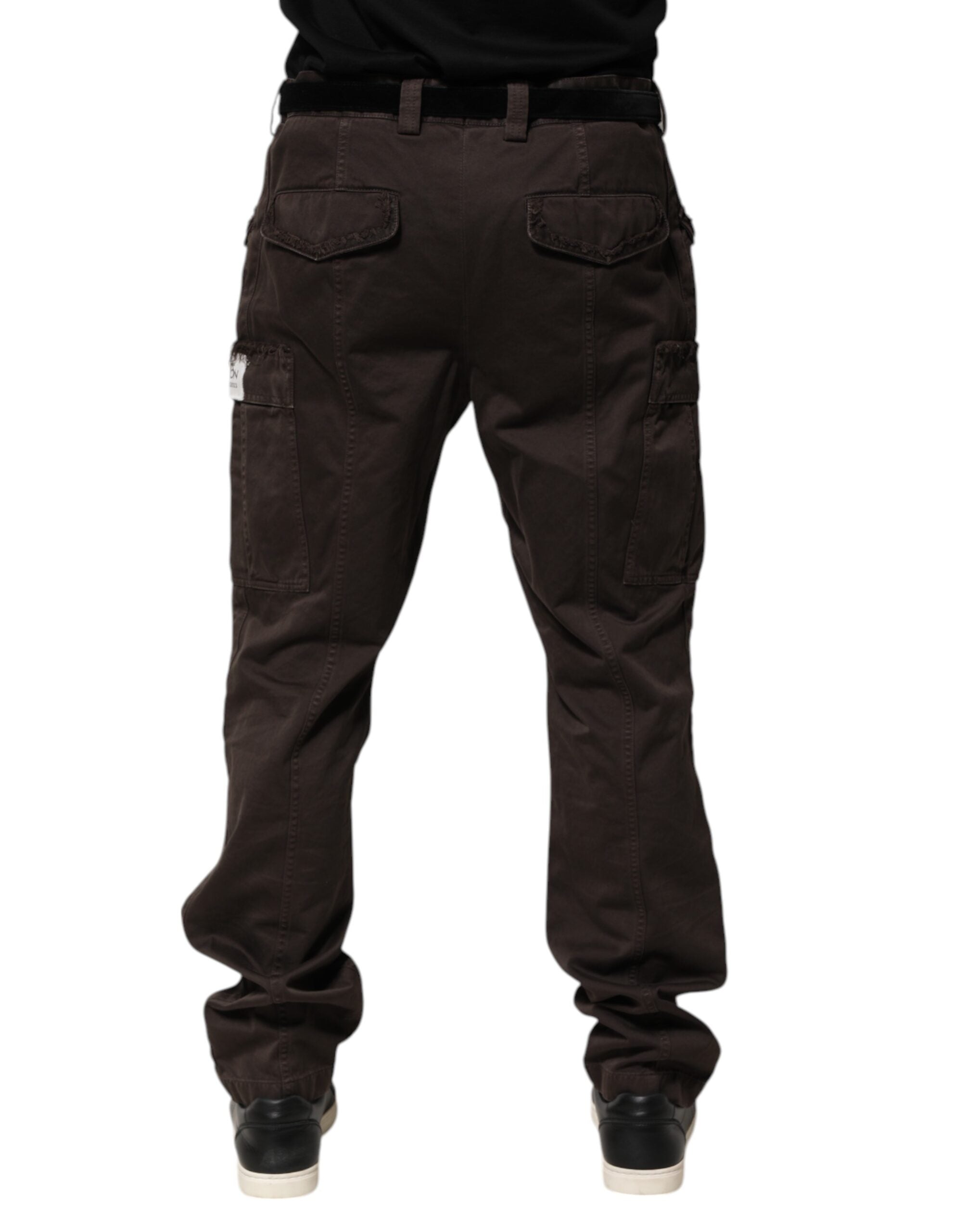 Dolce & Gabbana Brown Cotton Stretch Cargo Men Trouser Pants Dolce & Gabbana