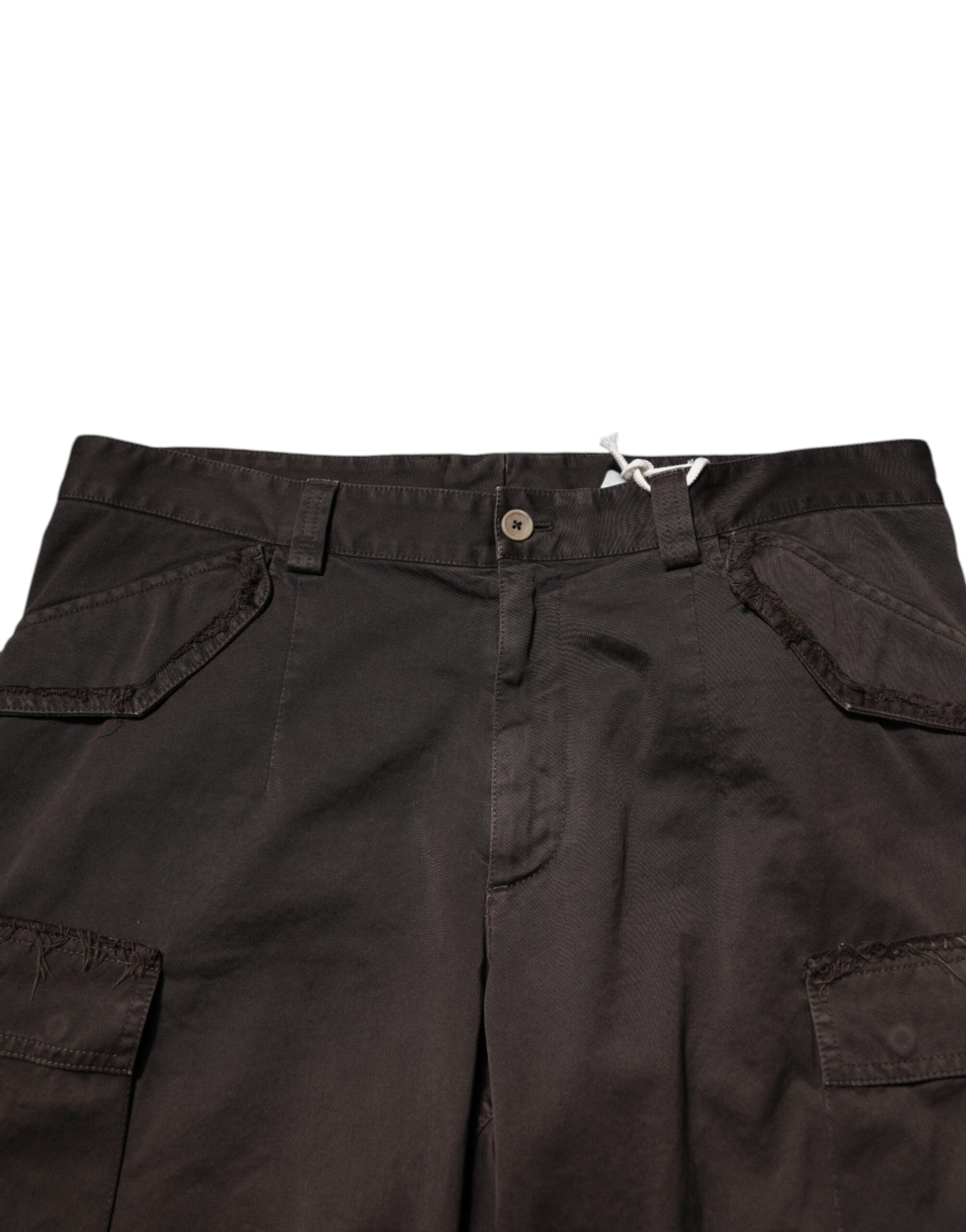 Dolce & Gabbana Brown Cotton Stretch Cargo Men Trouser Pants Dolce & Gabbana