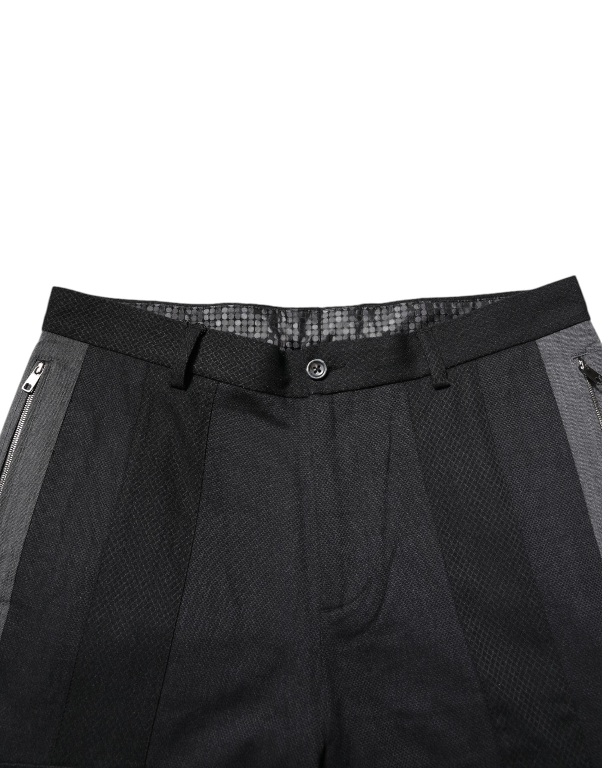 Dolce & Gabbana Black Gray Cotton Dress Formal Trouser Pants Dolce & Gabbana