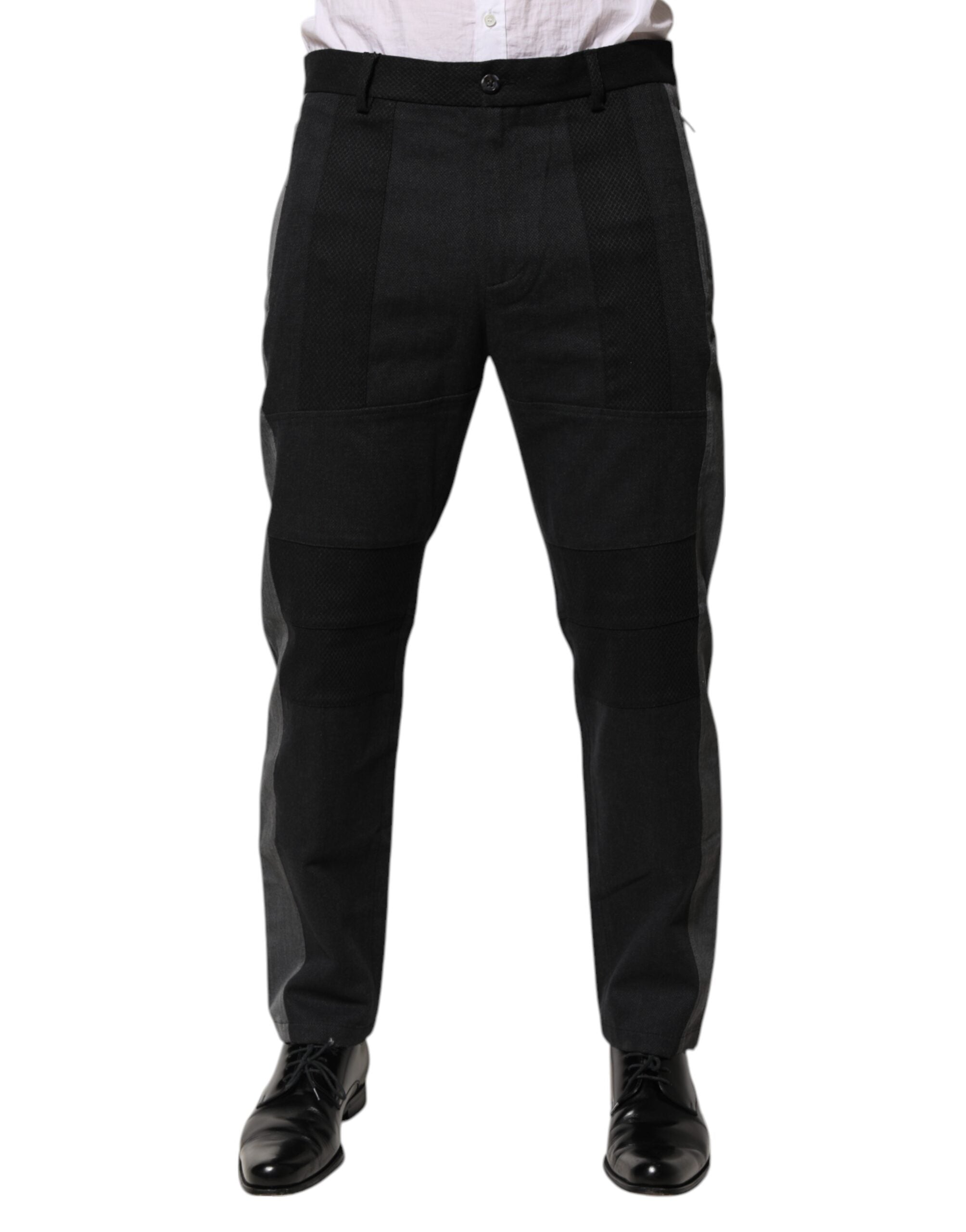 Dolce & Gabbana Black Gray Cotton Dress Formal Trouser Pants Dolce & Gabbana