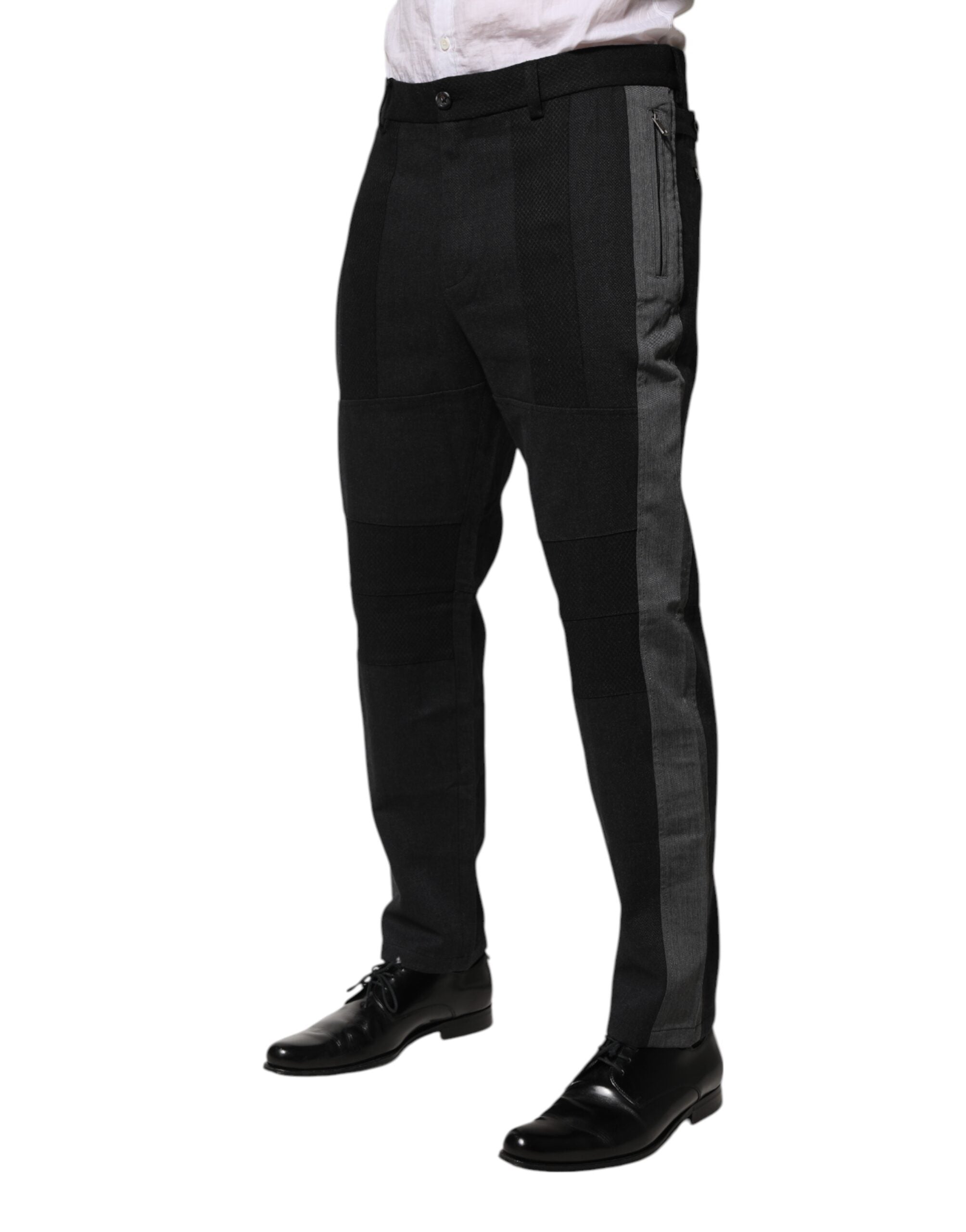 Dolce & Gabbana Black Gray Cotton Dress Formal Trouser Pants Dolce & Gabbana