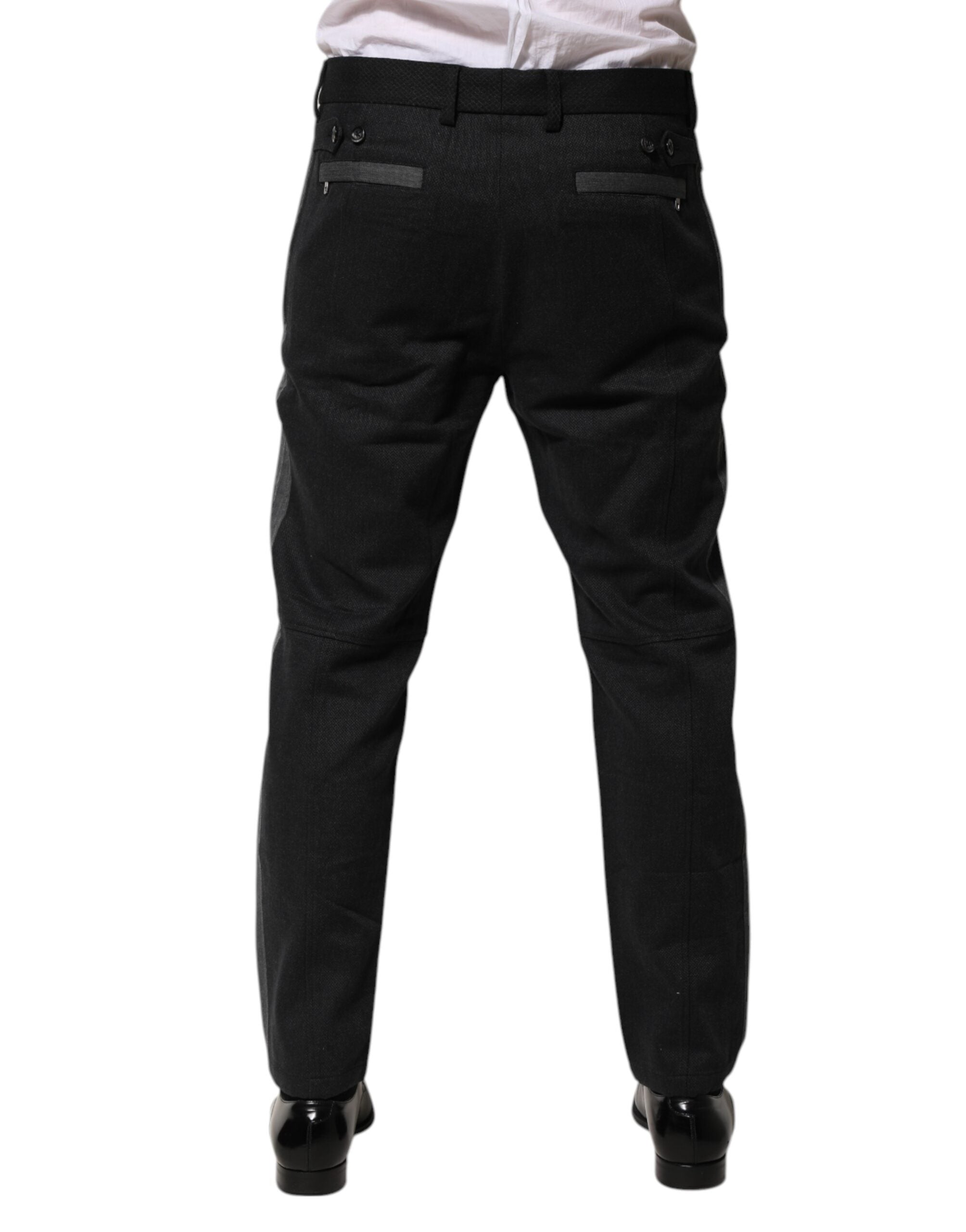 Dolce & Gabbana Black Gray Cotton Dress Formal Trouser Pants Dolce & Gabbana
