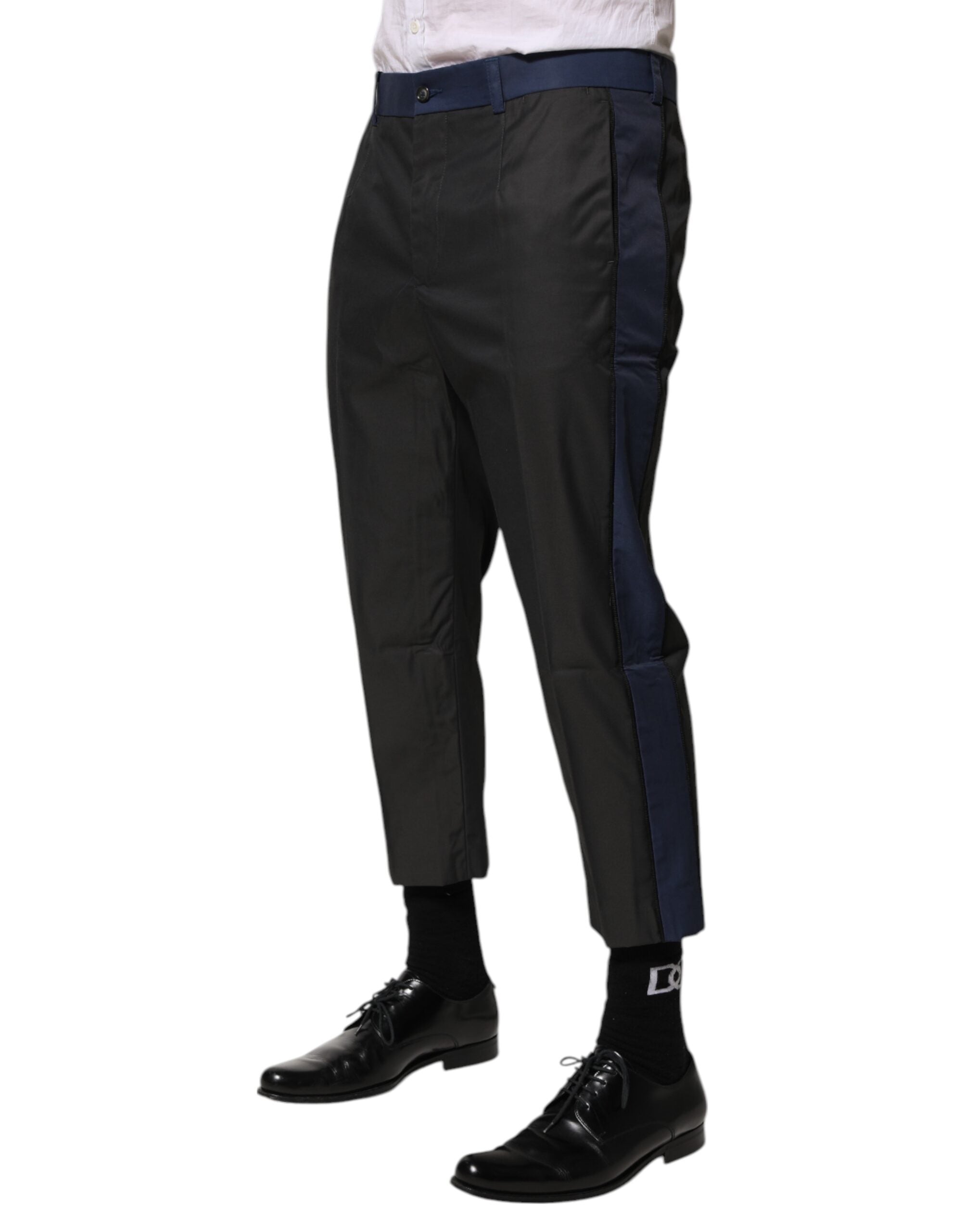 Dolce & Gabbana Gray Blue Cotton 3/4 Chinos Crop Trouser Pants Dolce & Gabbana