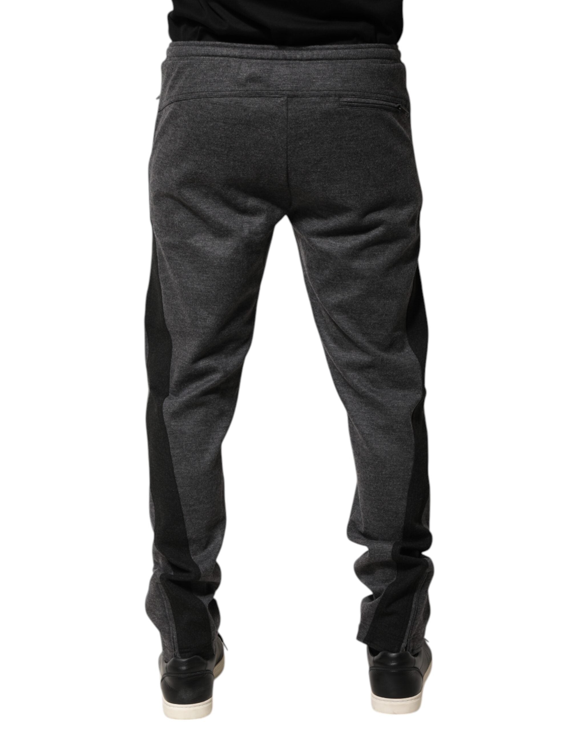 Dolce & Gabbana Gray Black Wool Blend Jogger Sweatpants  Pants Dolce & Gabbana