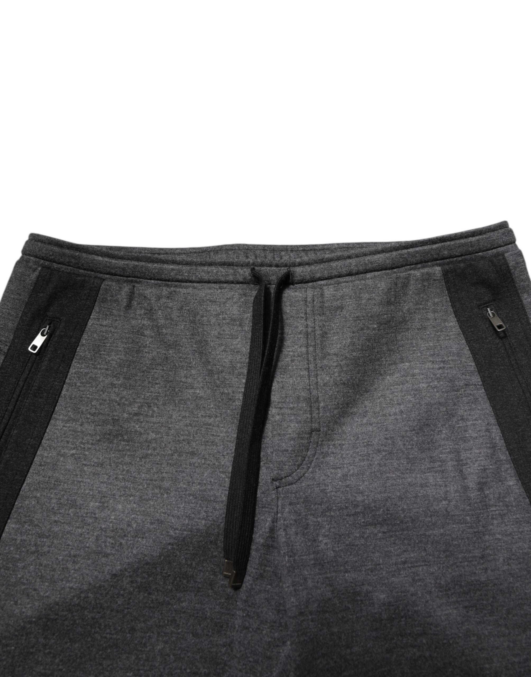 Dolce & Gabbana Gray Black Wool Blend Jogger Sweatpants  Pants Dolce & Gabbana