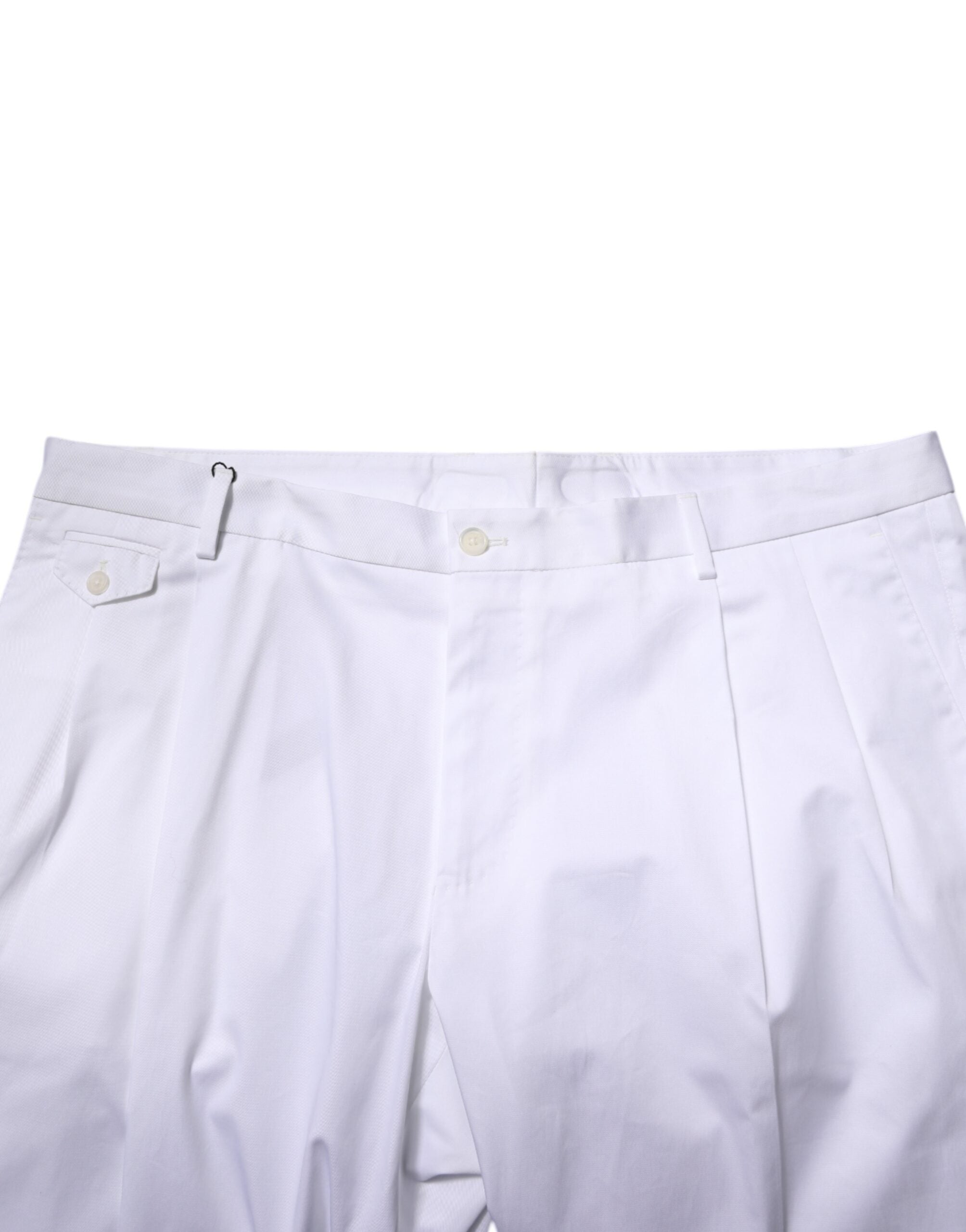 Dolce & Gabbana White Cotton Dress Slim Formal Trouser Pants Dolce & Gabbana