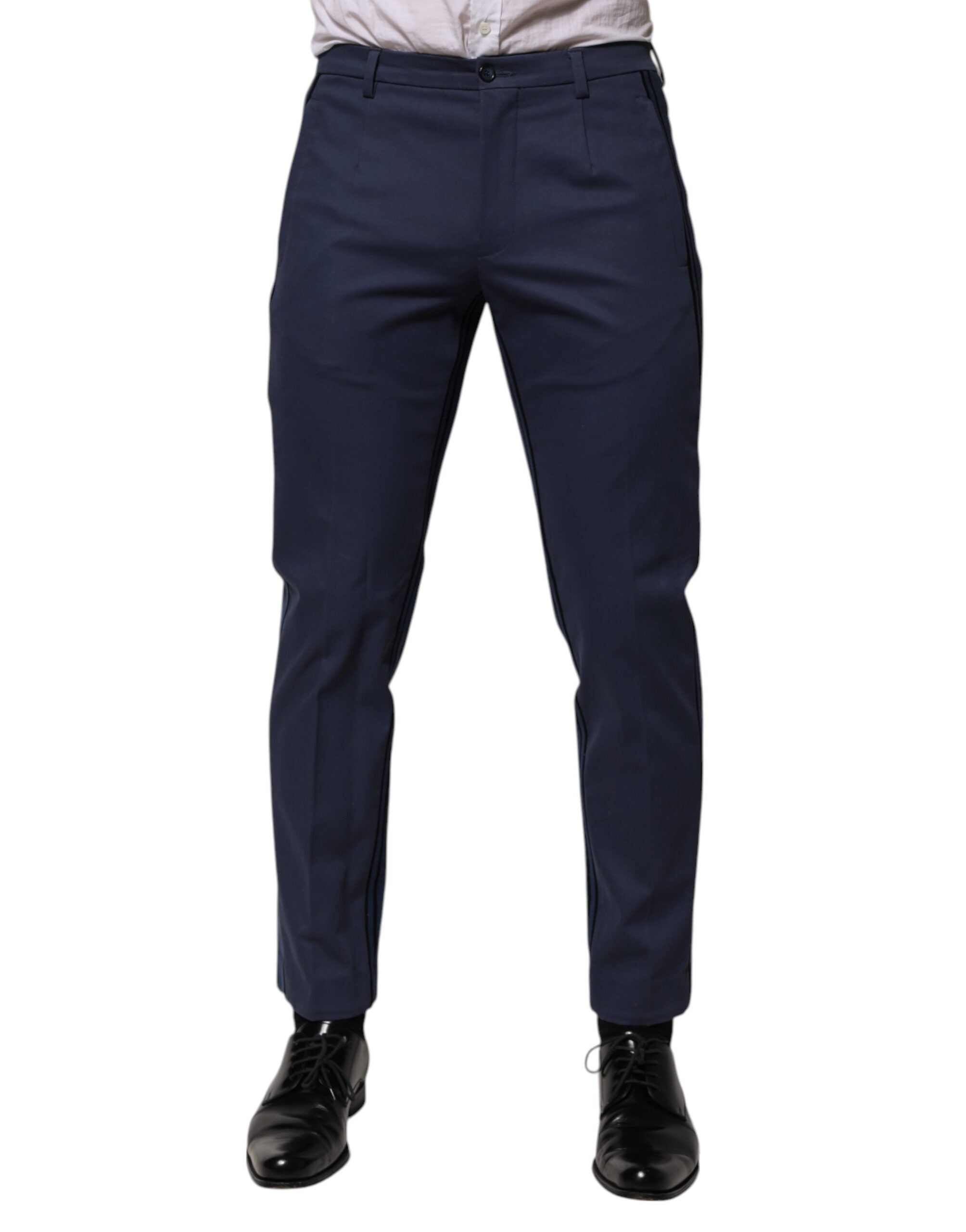 Dolce & Gabbana Blue Cotton Tapered Men Formal Trousers Pants Dolce & Gabbana