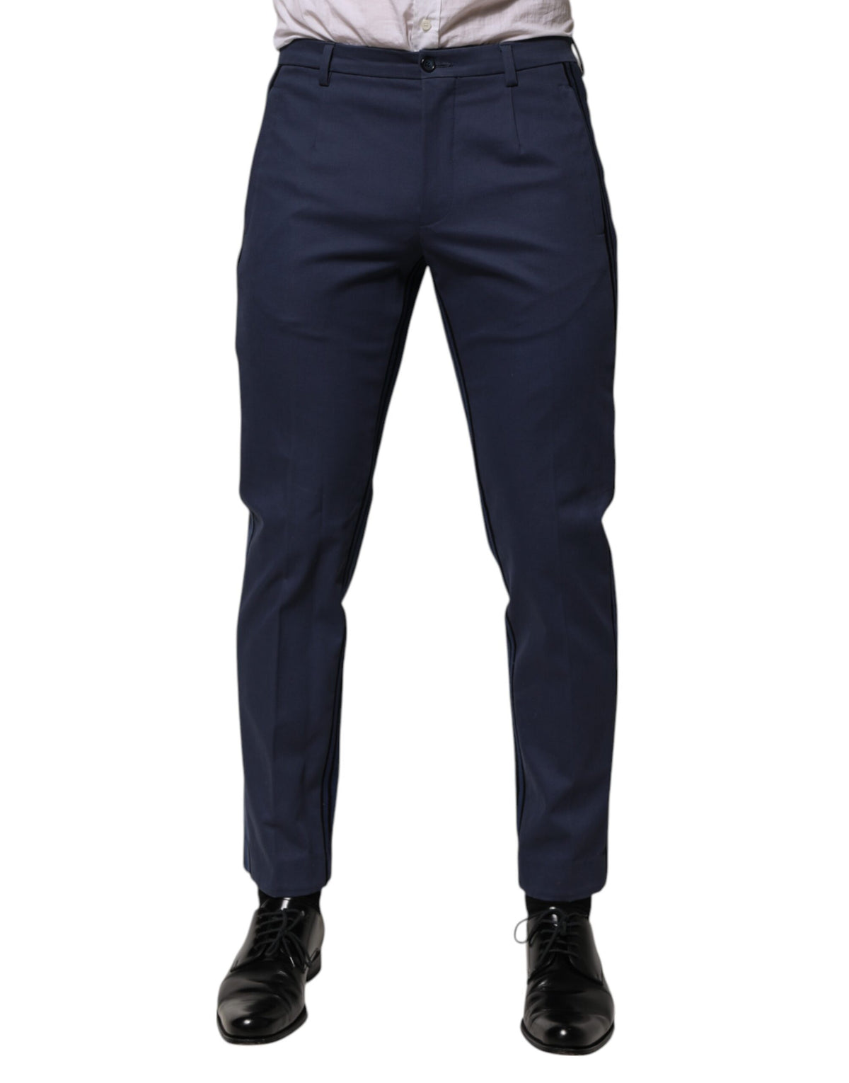 Dolce & Gabbana Blue Cotton Tapered Men Formal Trousers Pants