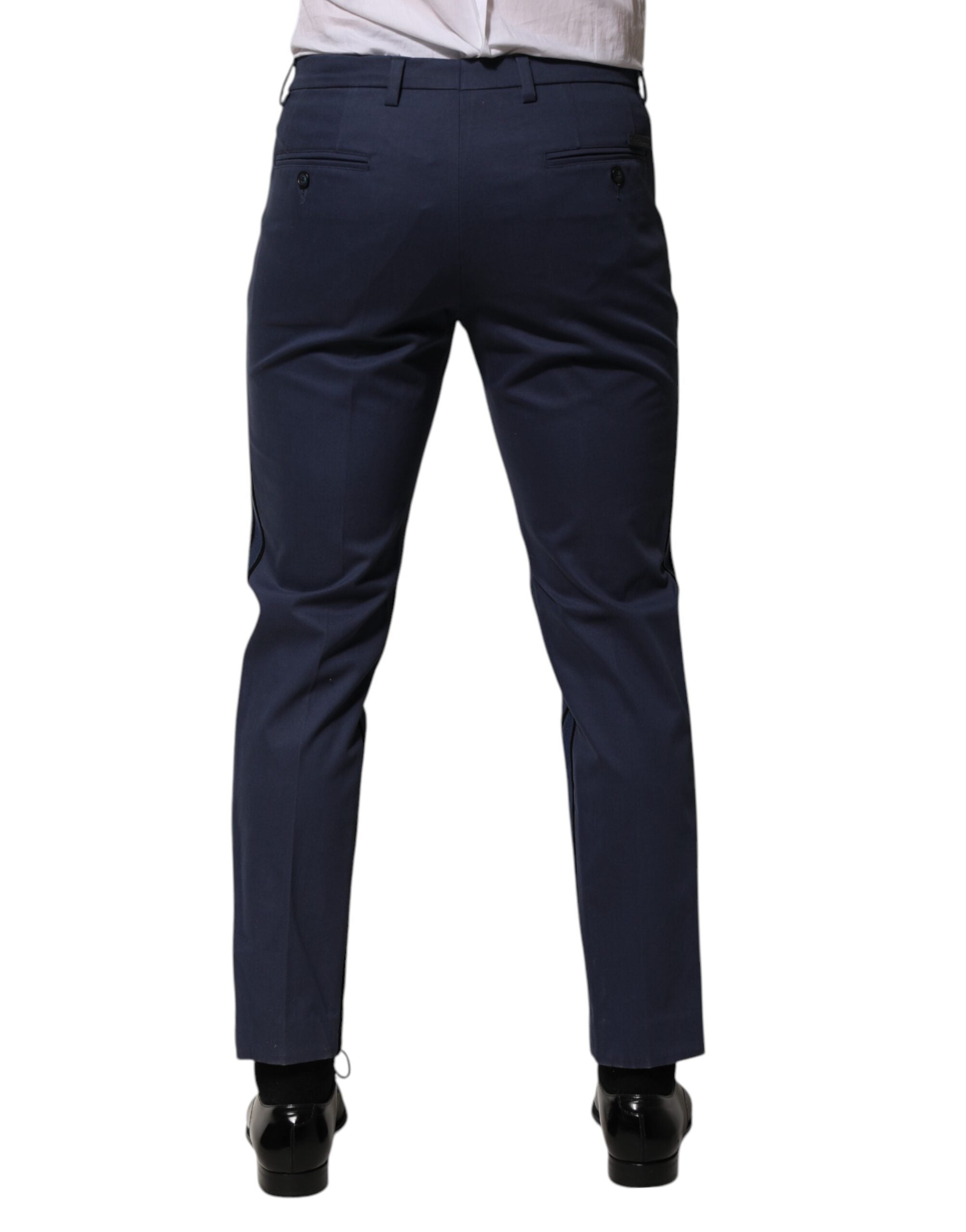 Dolce & Gabbana Blue Cotton Tapered Men Formal Trousers Pants Dolce & Gabbana