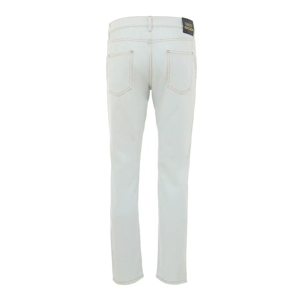 Gucci Blue Cotton Relaxed Fit Jeans Gucci