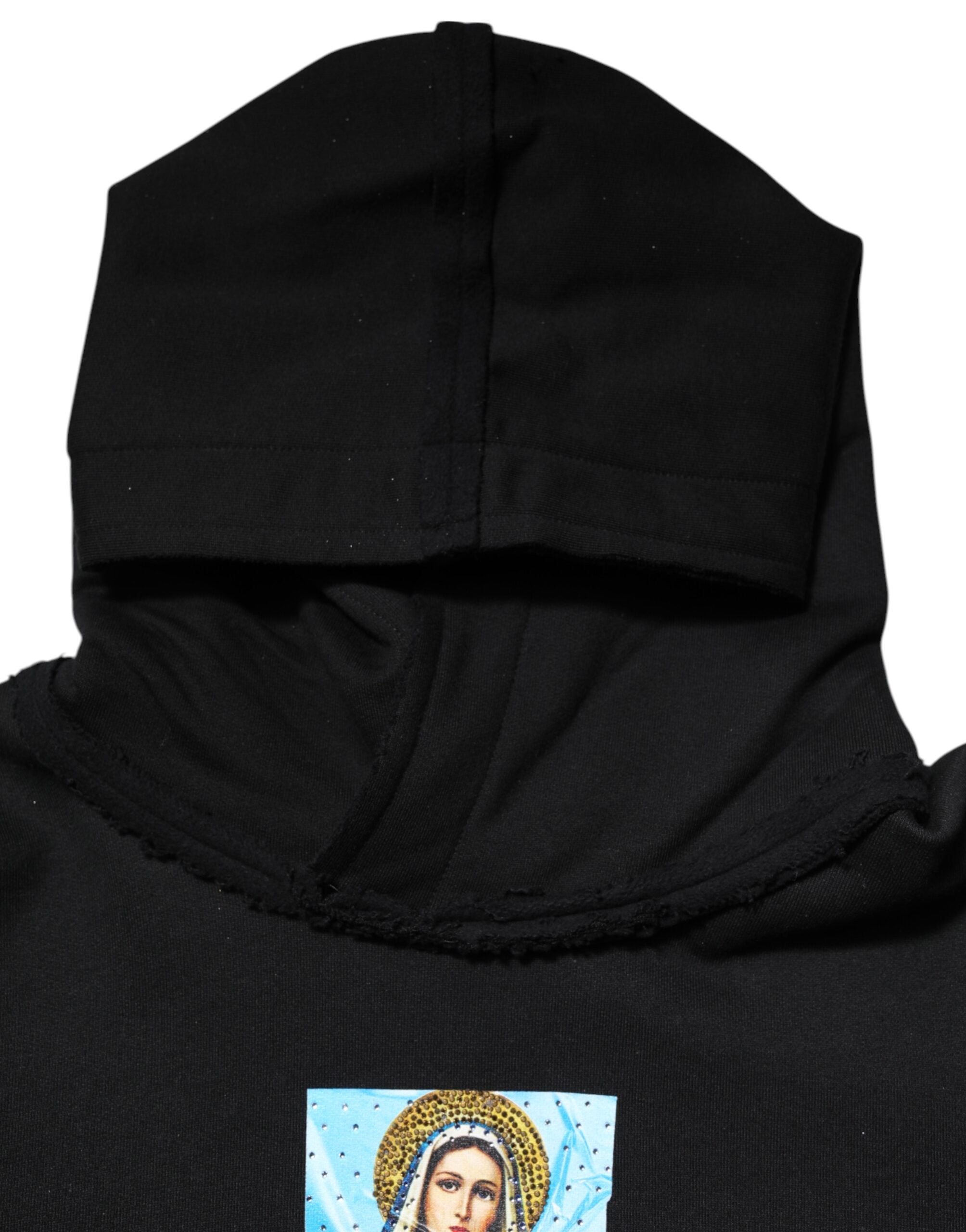 Dolce & Gabbana Black Printed Hoodie Crystal Embellished Jacket Dolce & Gabbana