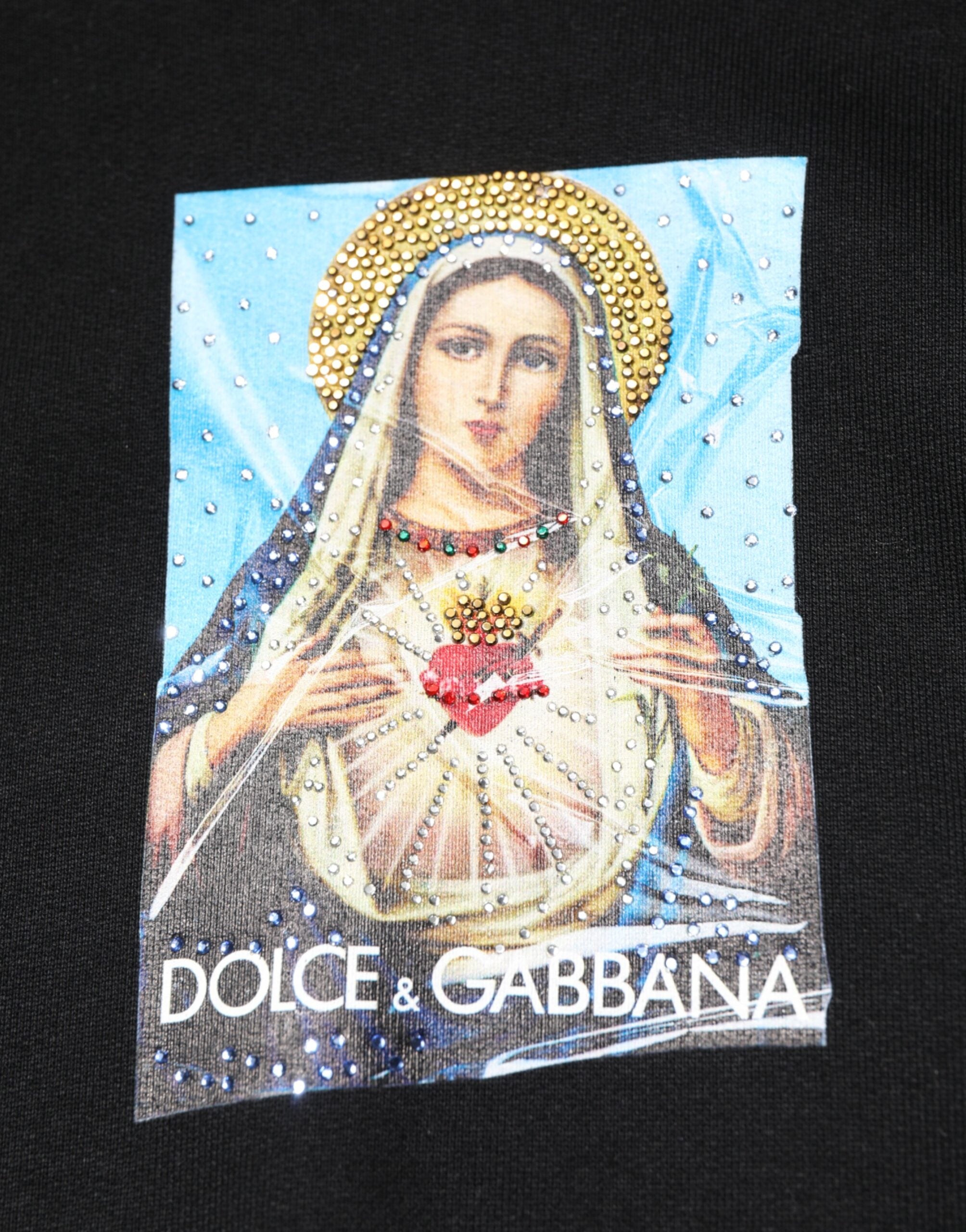Dolce & Gabbana Black Printed Hoodie Crystal Embellished Jacket Dolce & Gabbana