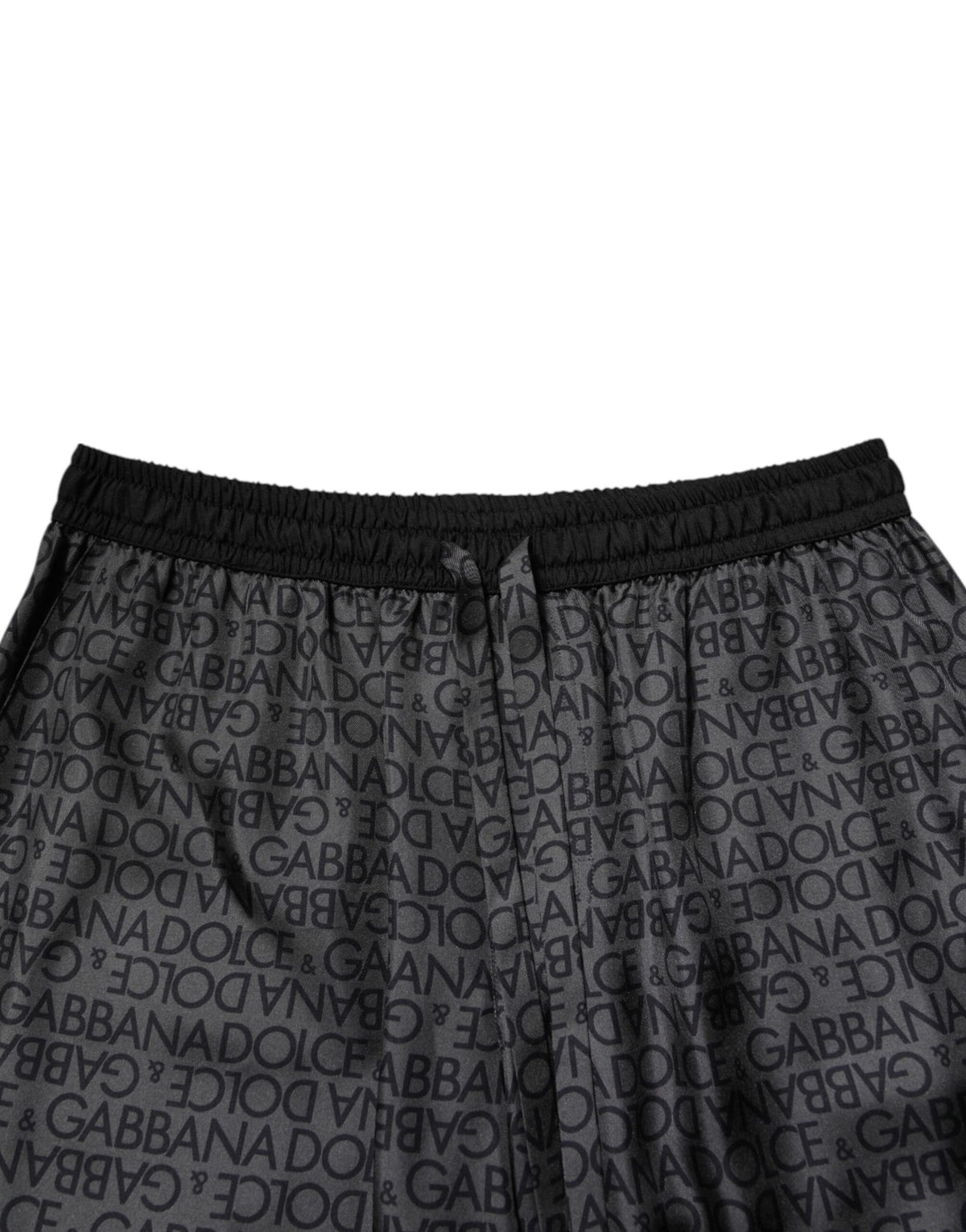 Dolce & Gabbana Gray Black Silk DG Logo Men Bermuda Shorts