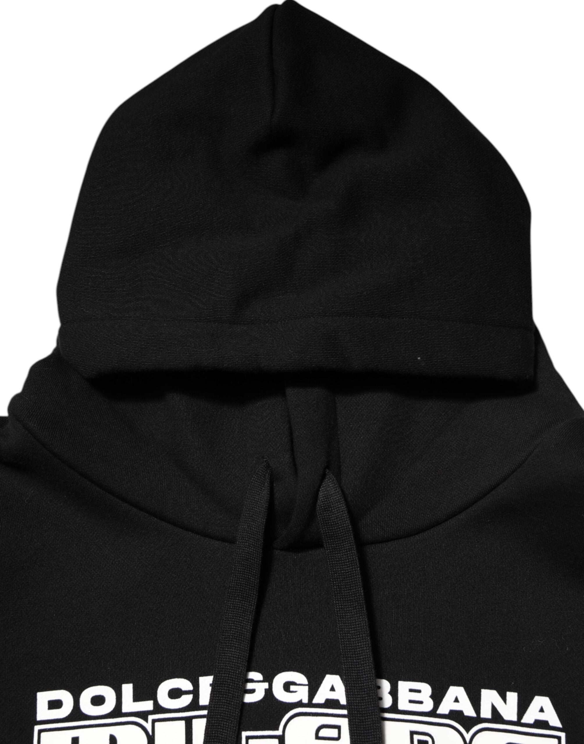 Dolce & Gabbana Black Cotton DG Milano Logo Print Hoodie Sweater Dolce & Gabbana
