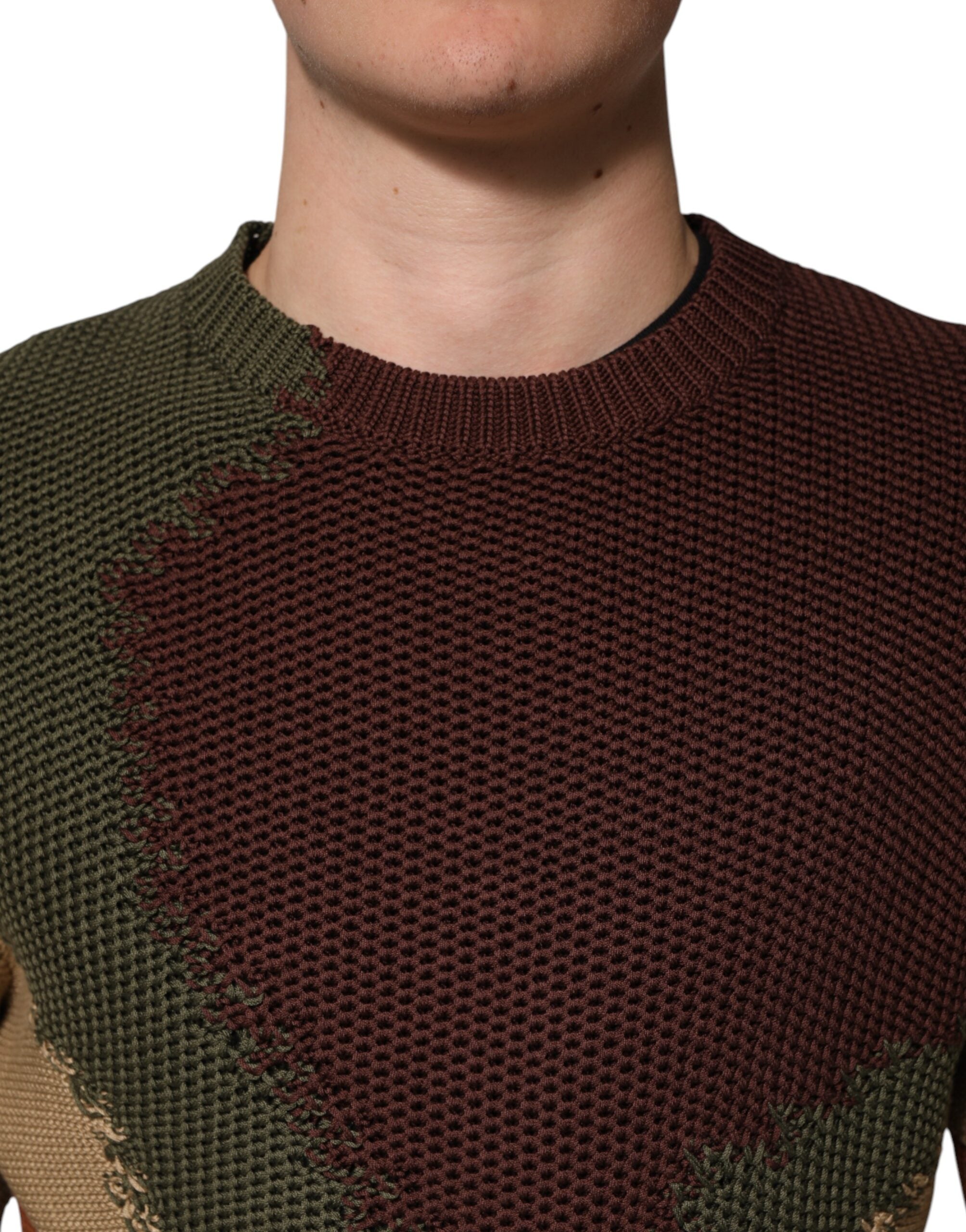 Dolce & Gabbana Multicolor Cotton Abstract Men Pullover Sweater Dolce & Gabbana