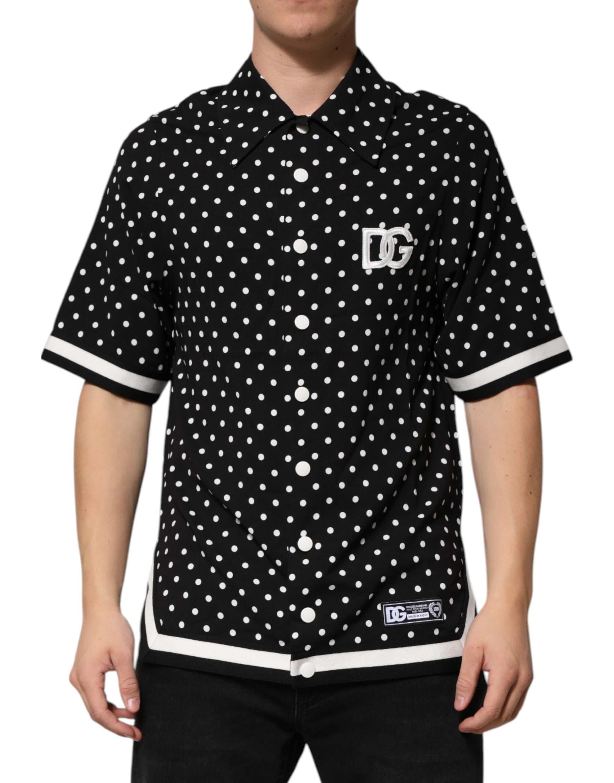 Dolce & Gabbana Black Polka Dot Short Sleeves Collared Polo T-shirt Dolce & Gabbana