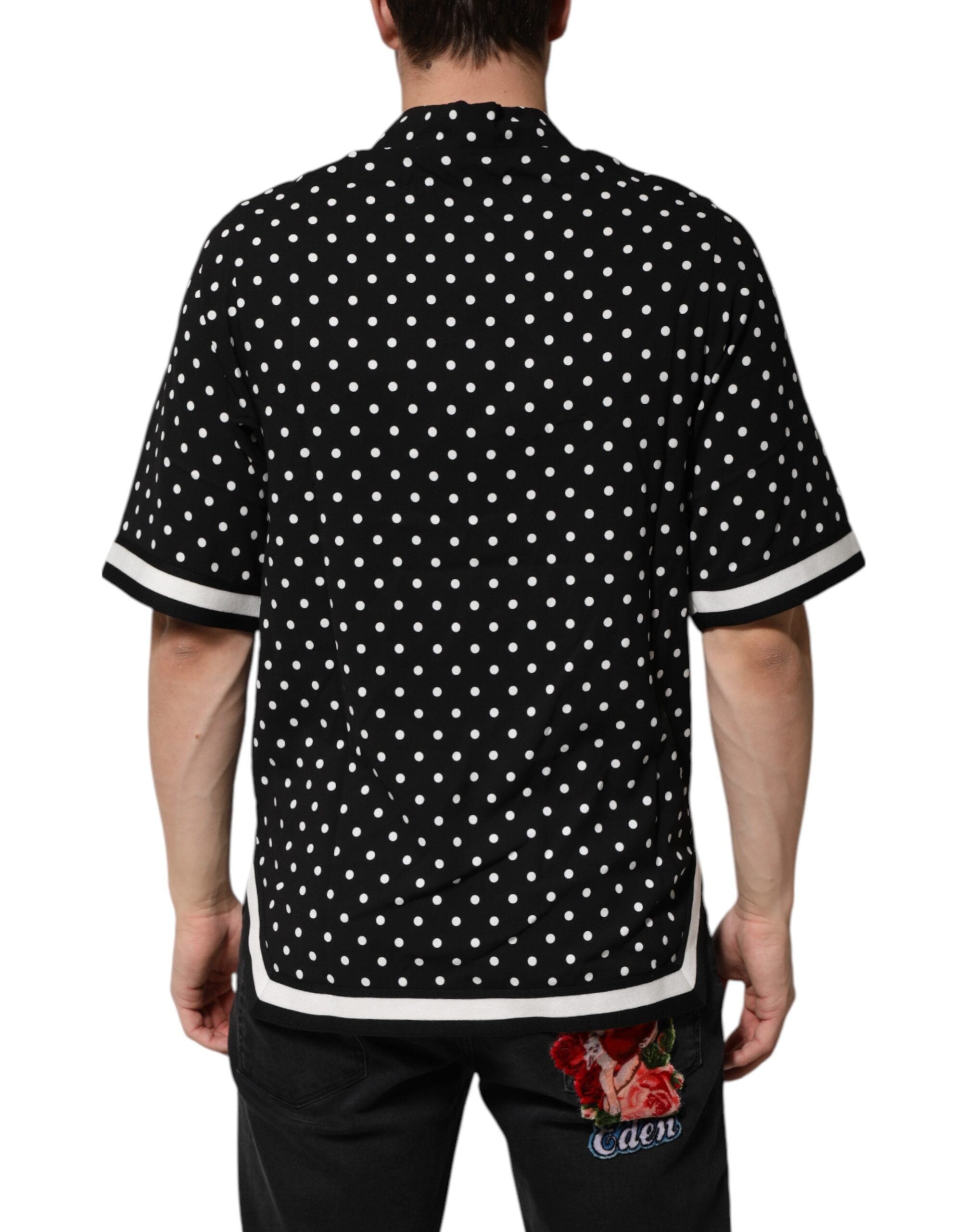 Dolce & Gabbana Black Polka Dot Short Sleeves Collared Polo T-shirt Dolce & Gabbana
