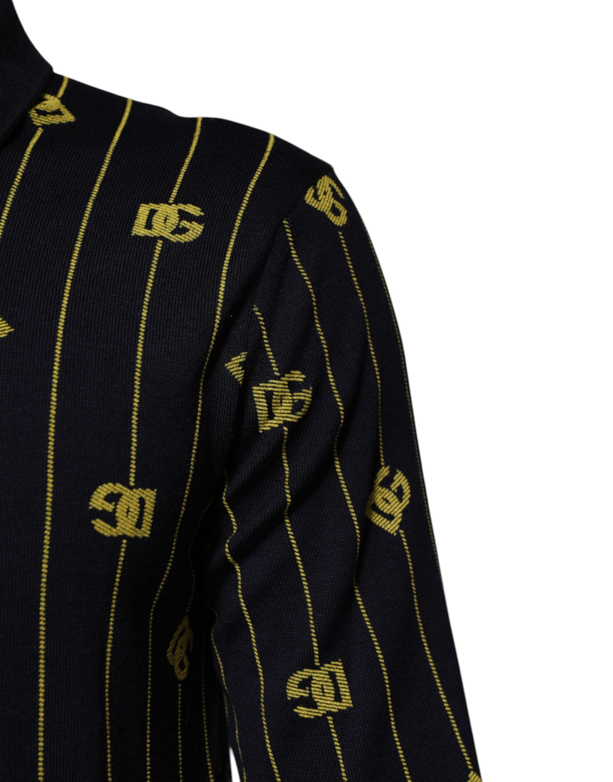 Dolce & Gabbana Black Logo Jacquard Knitted Polo Shirt T-shirt Dolce & Gabbana