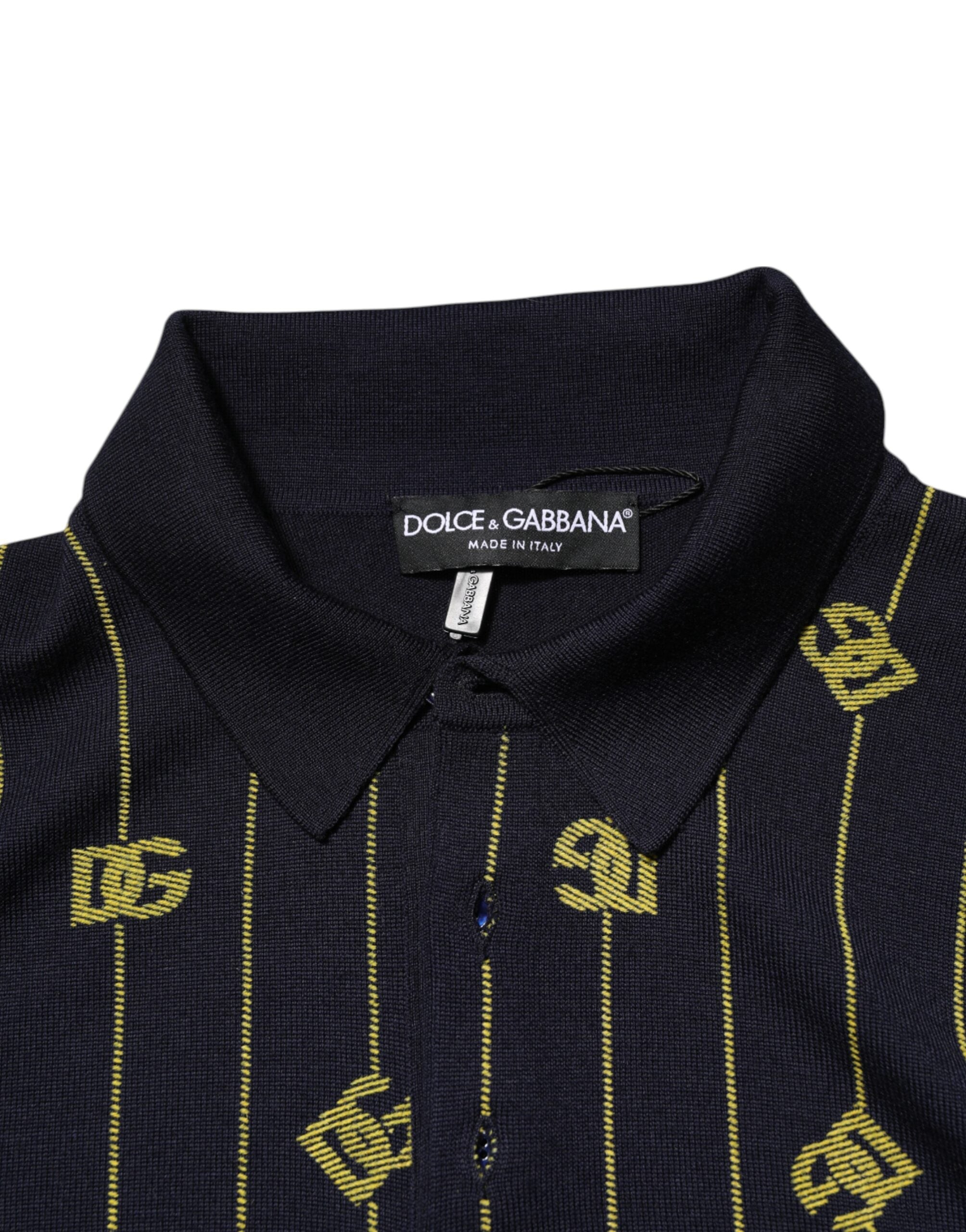 Dolce & Gabbana Black Logo Jacquard Knitted Polo Shirt T-shirt Dolce & Gabbana