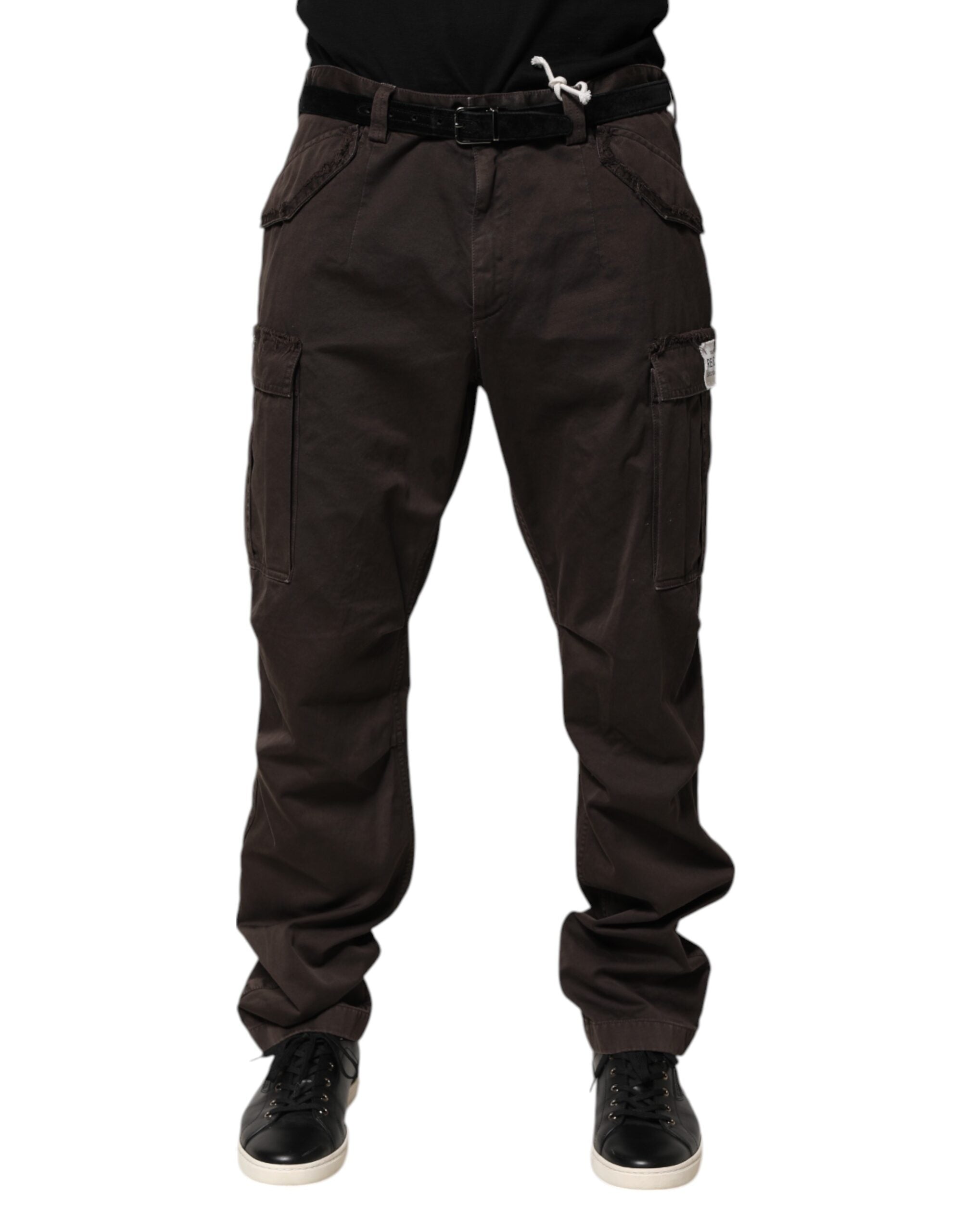 Dolce & Gabbana Brown Cotton Stretch Cargo Men Trouser Pants Dolce & Gabbana