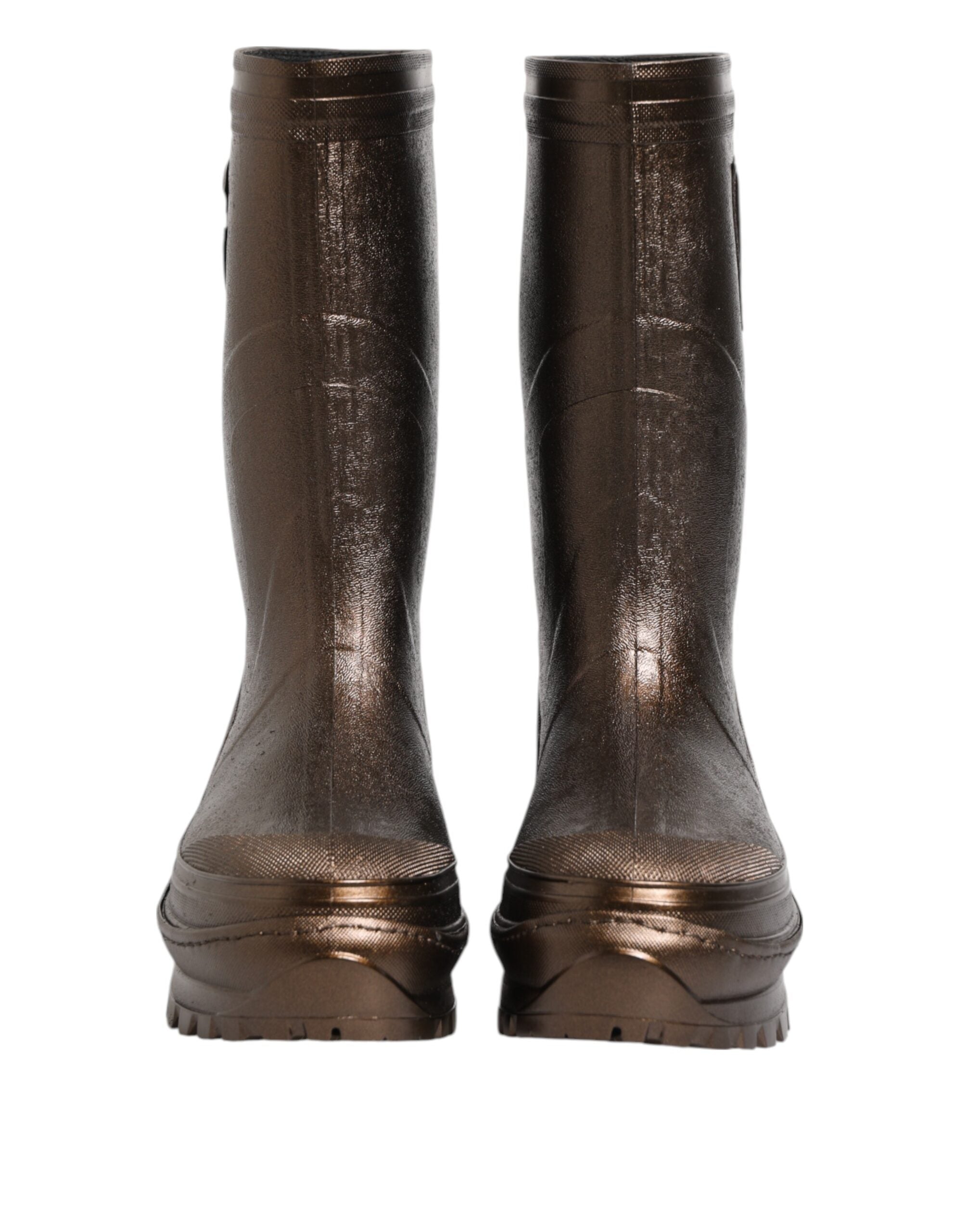 Dolce & Gabbana Metallic Bronze Pull On Rain Boots Shoes Dolce & Gabbana