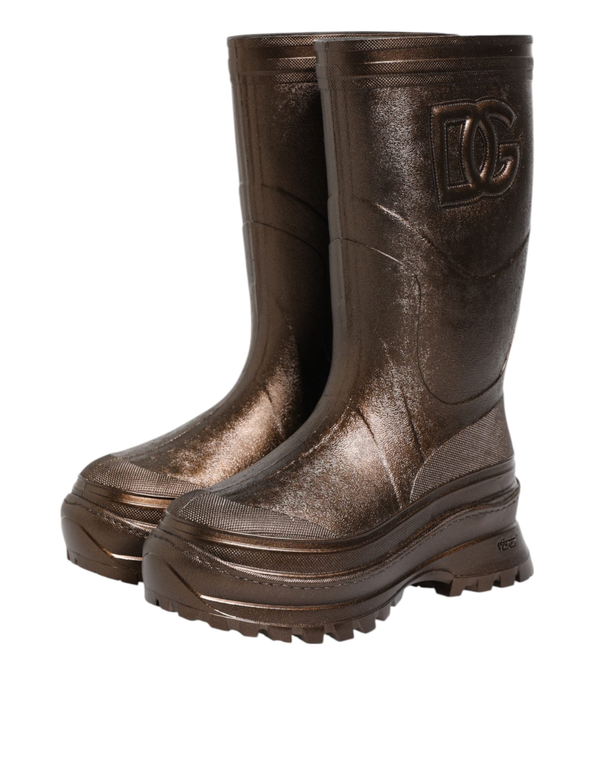 Dolce & Gabbana Metallic Bronze Pull On Rain Boots Shoes Dolce & Gabbana