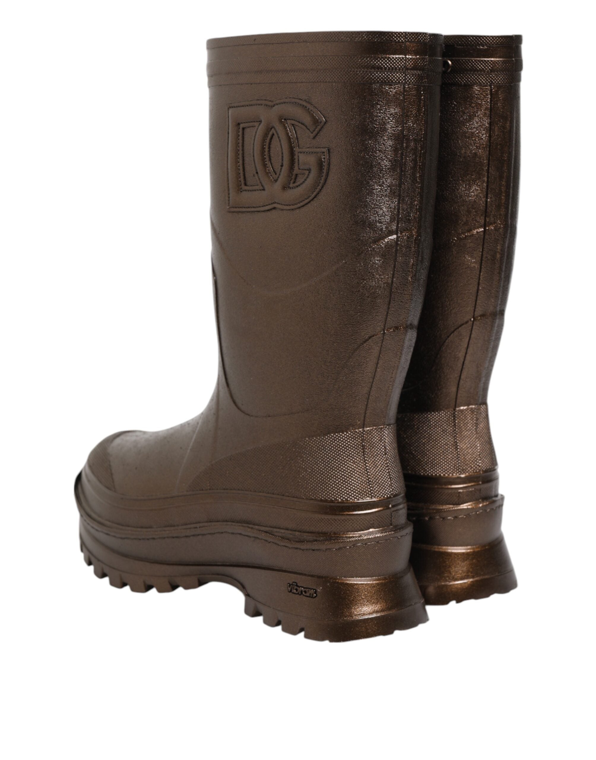 Dolce & Gabbana Metallic Bronze Pull On Rain Boots Shoes Dolce & Gabbana