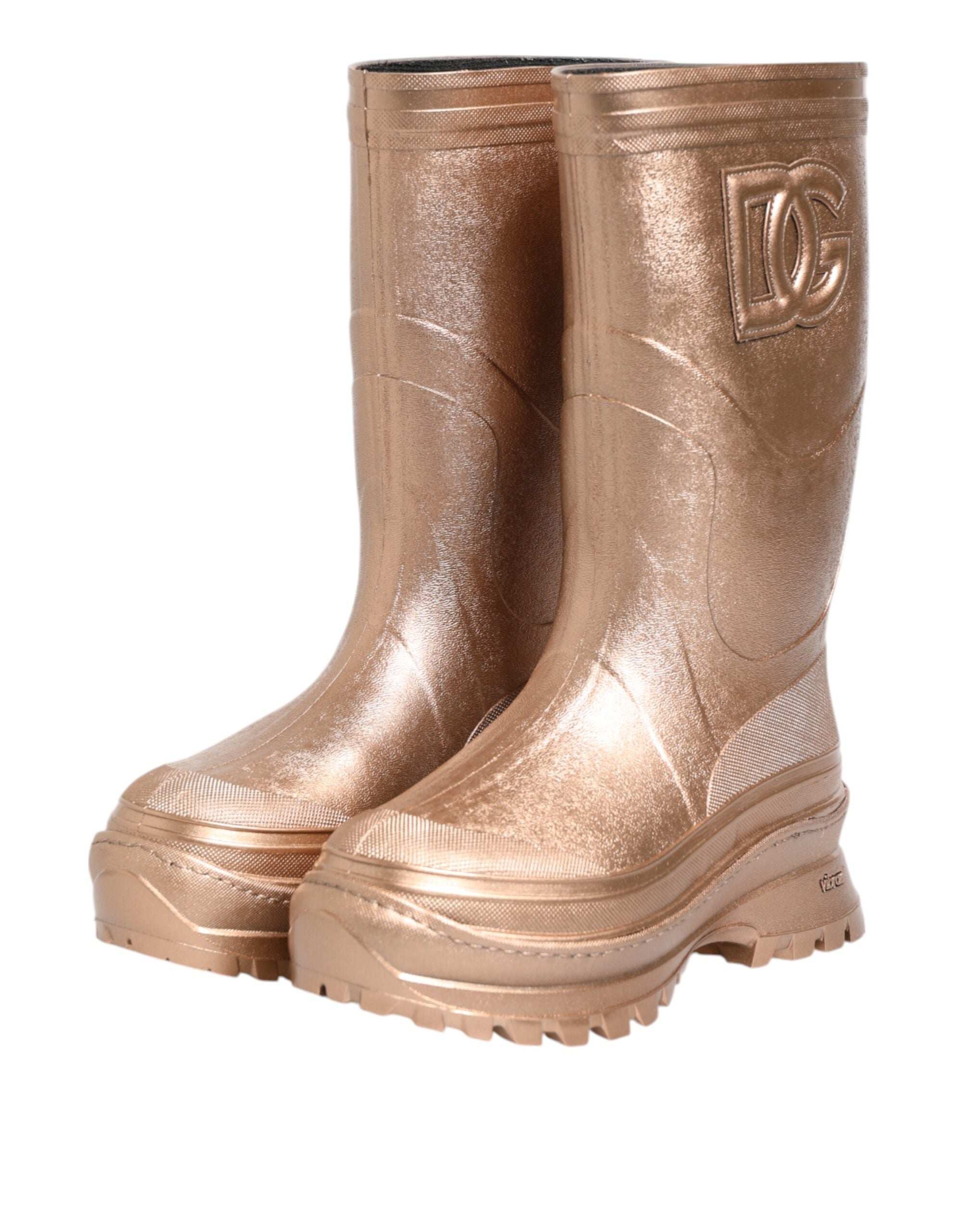 Dolce & Gabbana Rose Gold Rubber Pull On Rain Boots  Shoes Dolce & Gabbana