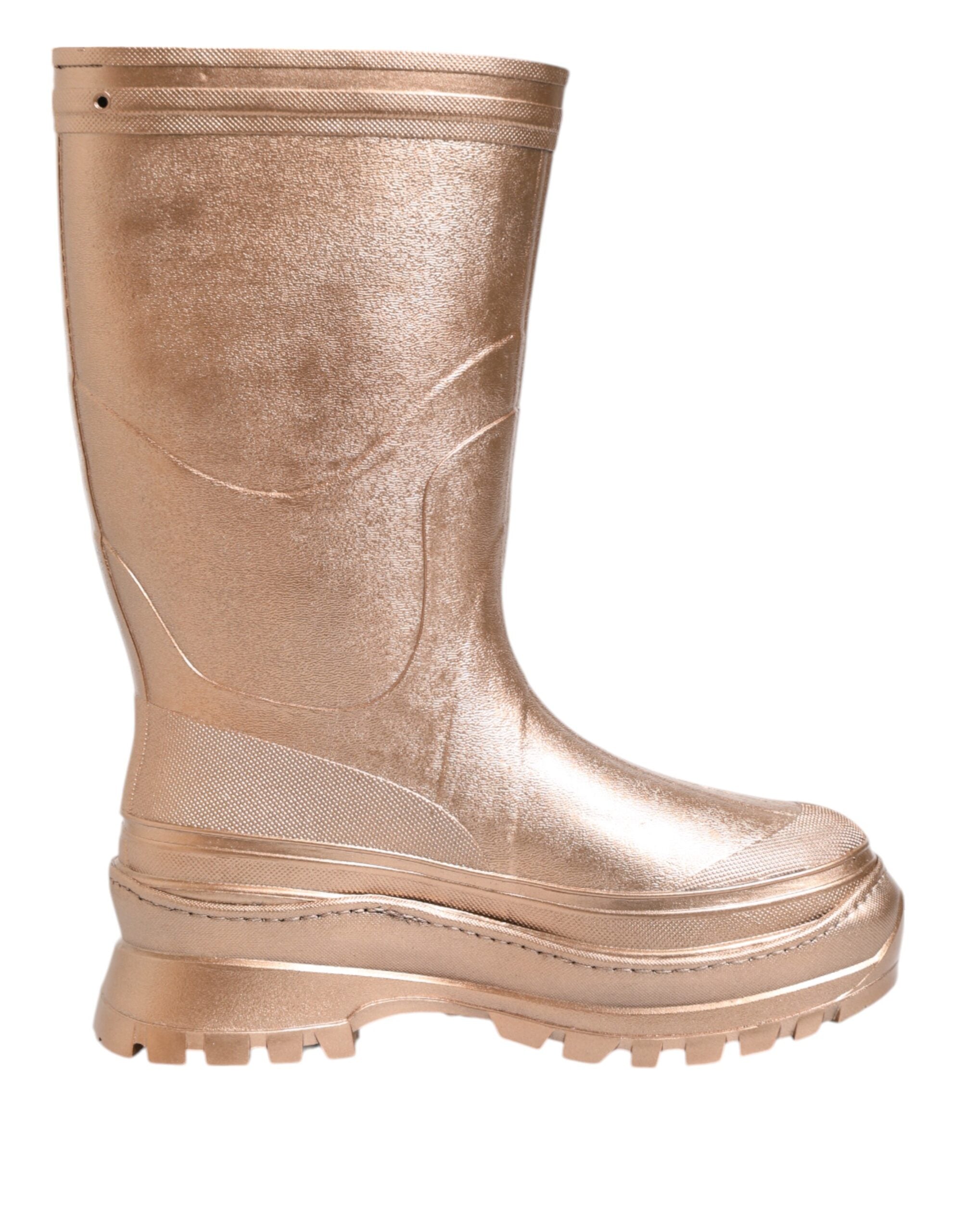 Dolce & Gabbana Rose Gold Rubber Pull On Rain Boots  Shoes Dolce & Gabbana