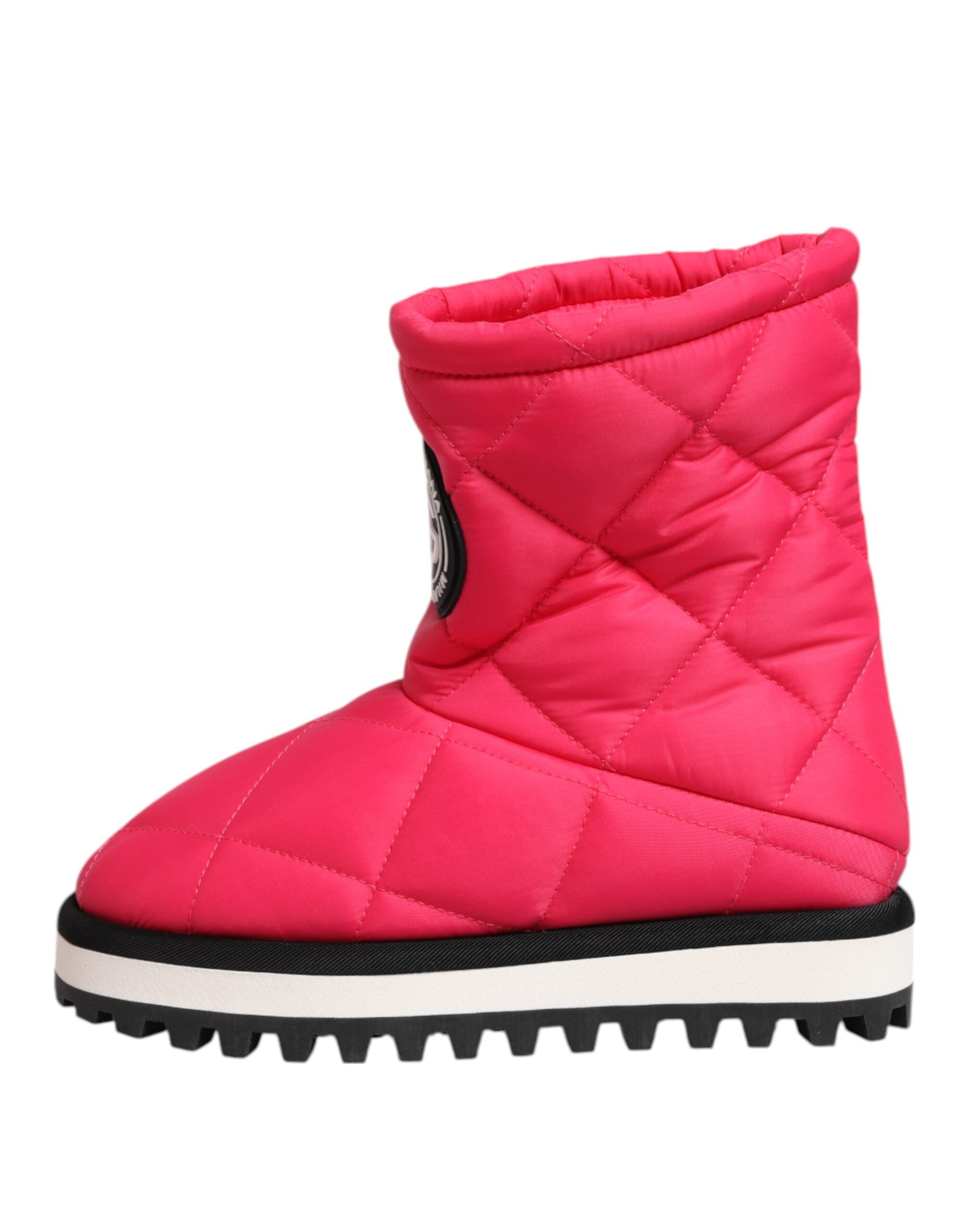 Dolce & Gabbana Pink White Viscose Padded Mid Calf Boots Shoes Dolce & Gabbana