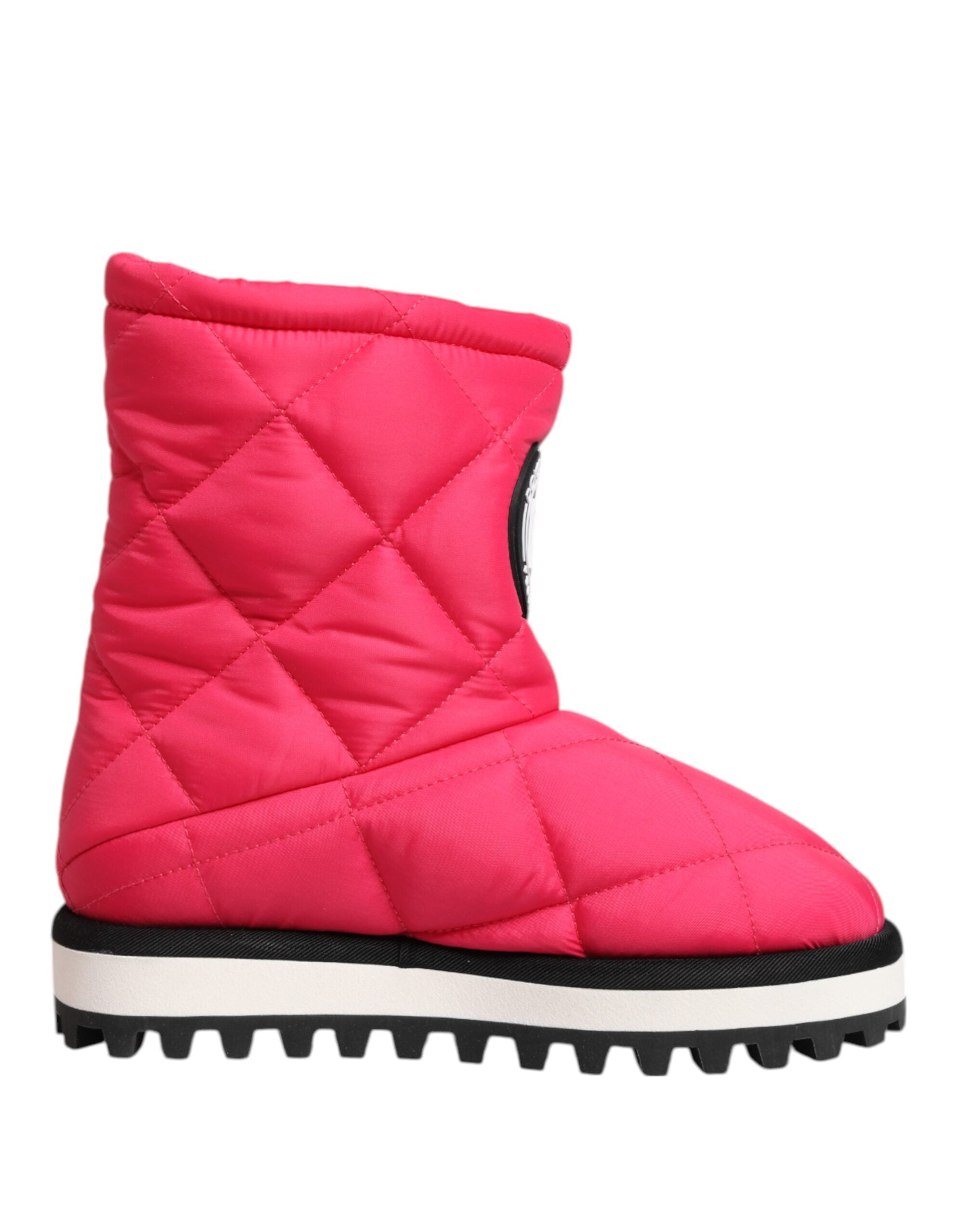 Dolce & Gabbana Pink White Viscose Padded Mid Calf Boots Shoes Dolce & Gabbana