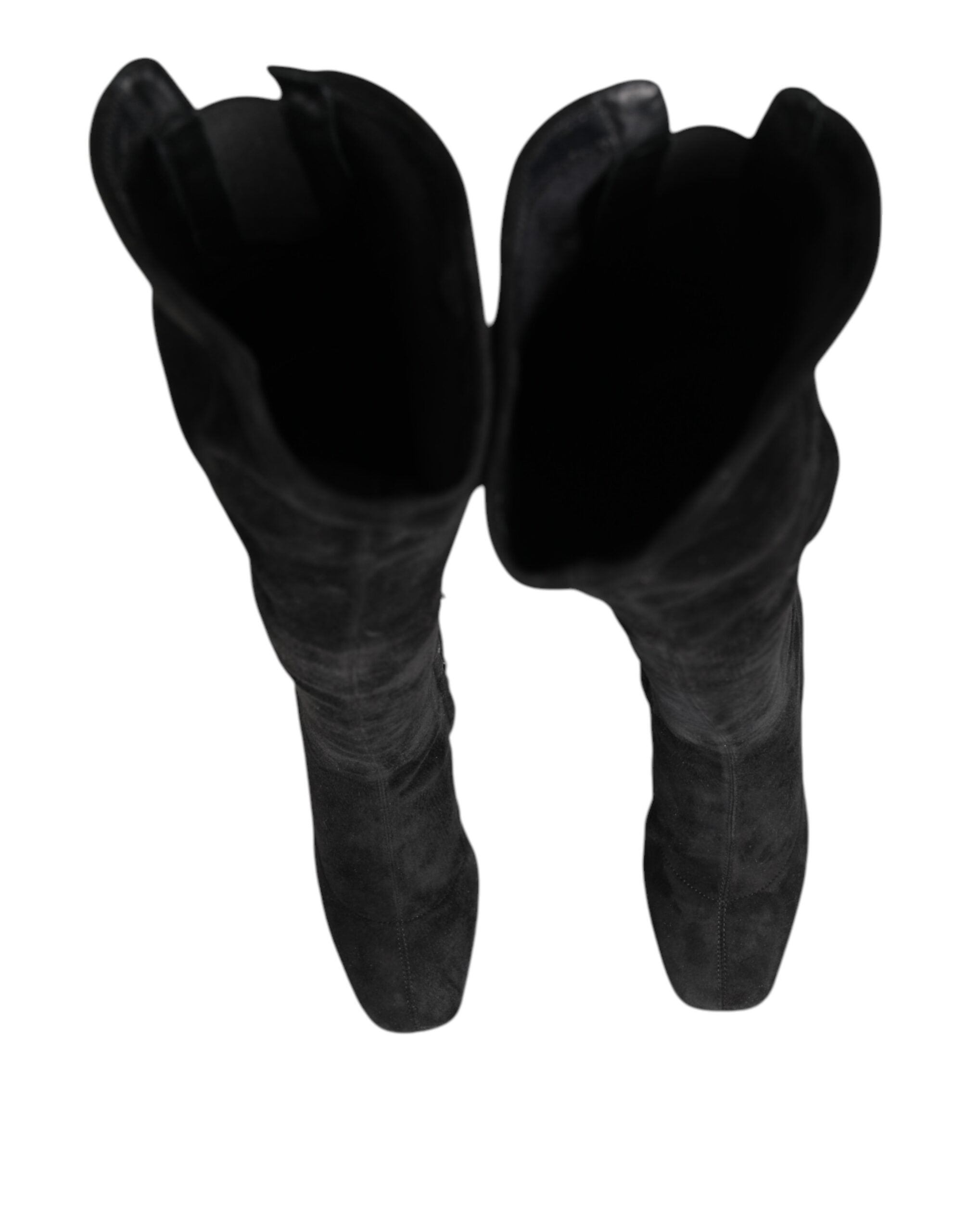 Dolce & Gabbana Black Suede Leather Knee High Boots Shoes Dolce & Gabbana