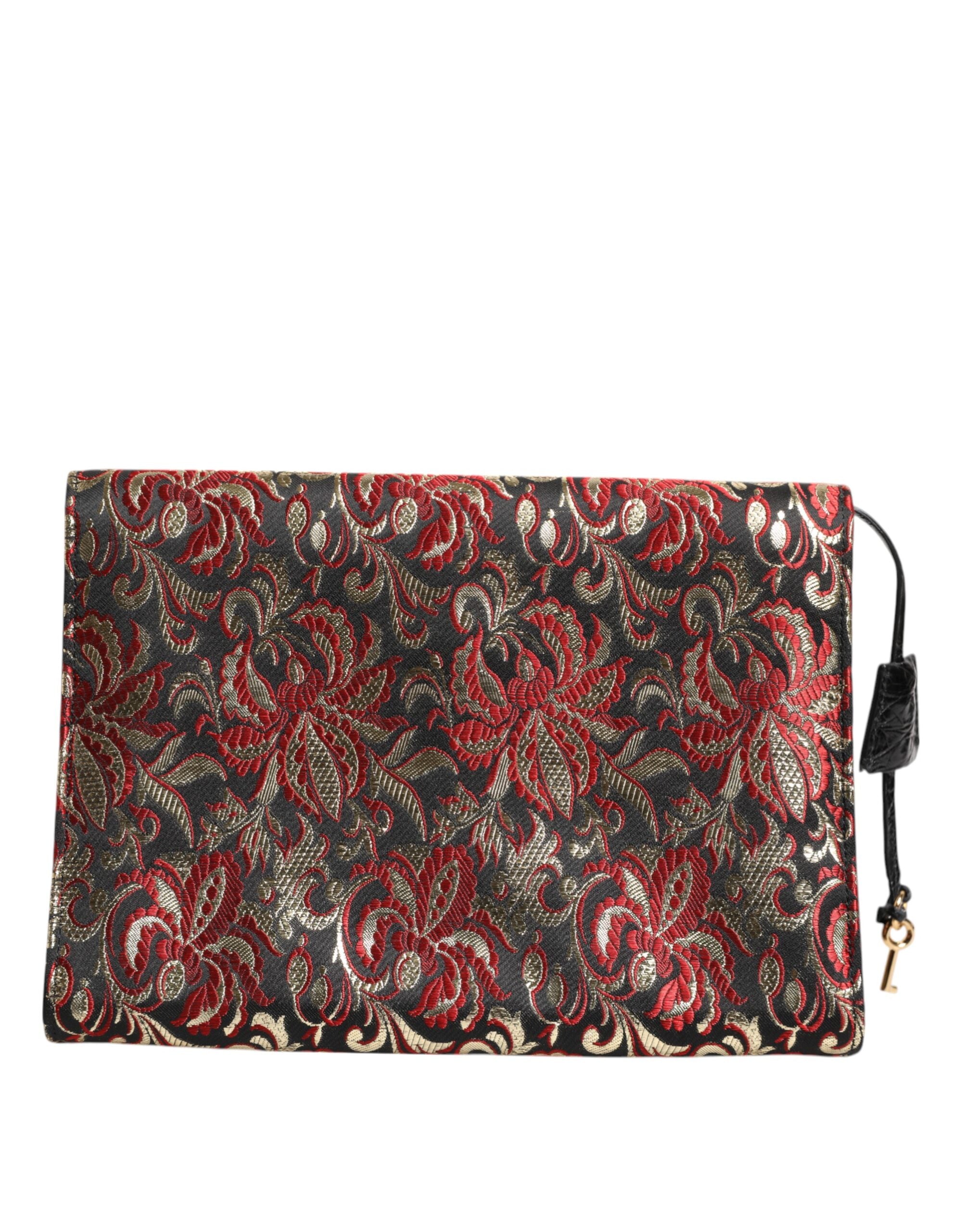 Dolce & Gabbana Multicolor Jacquard Floral Document Briefcase Bag Dolce & Gabbana