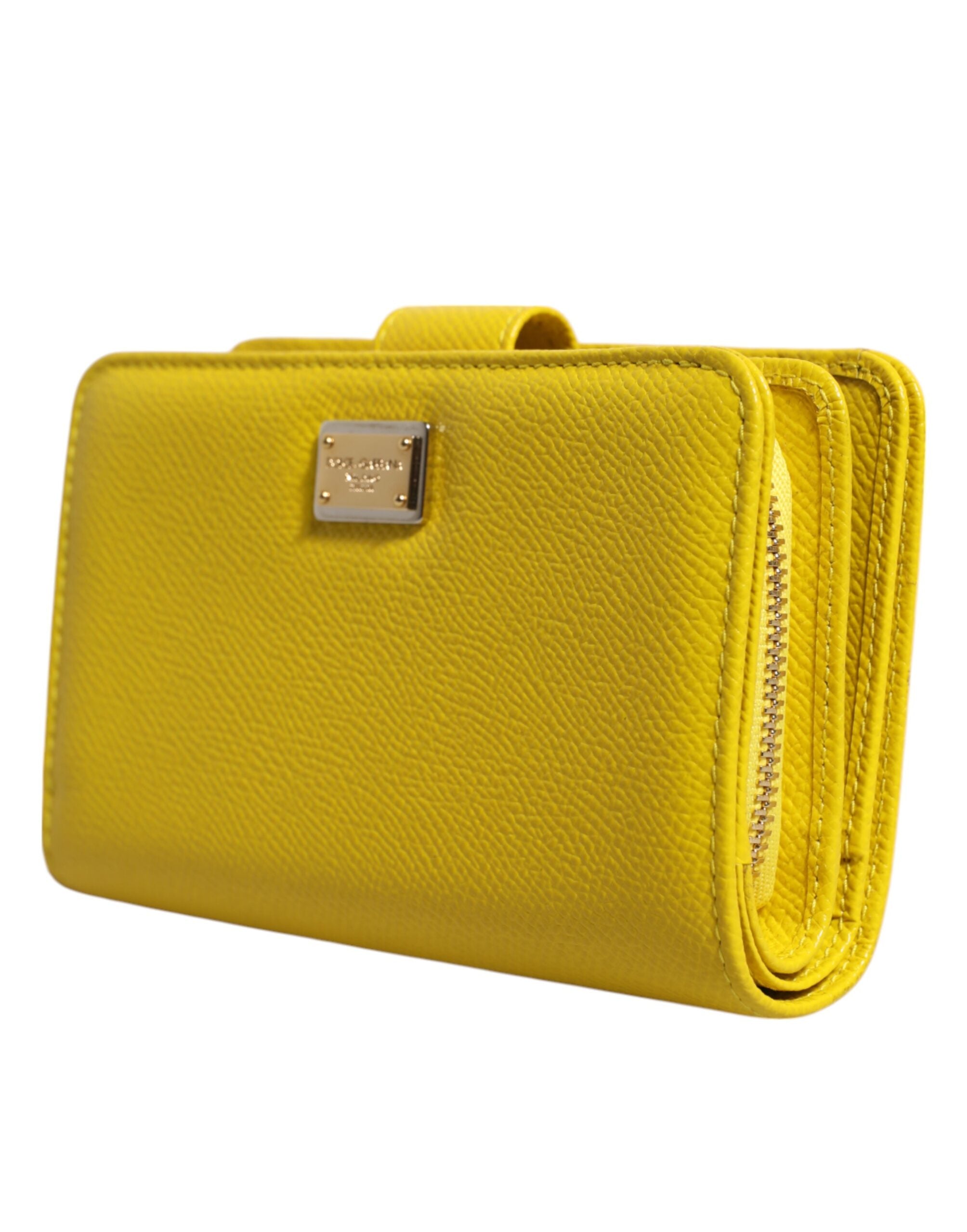 Dolce & Gabbana Yellow Leather Bifold Continental Clutch Wallet Dolce & Gabbana